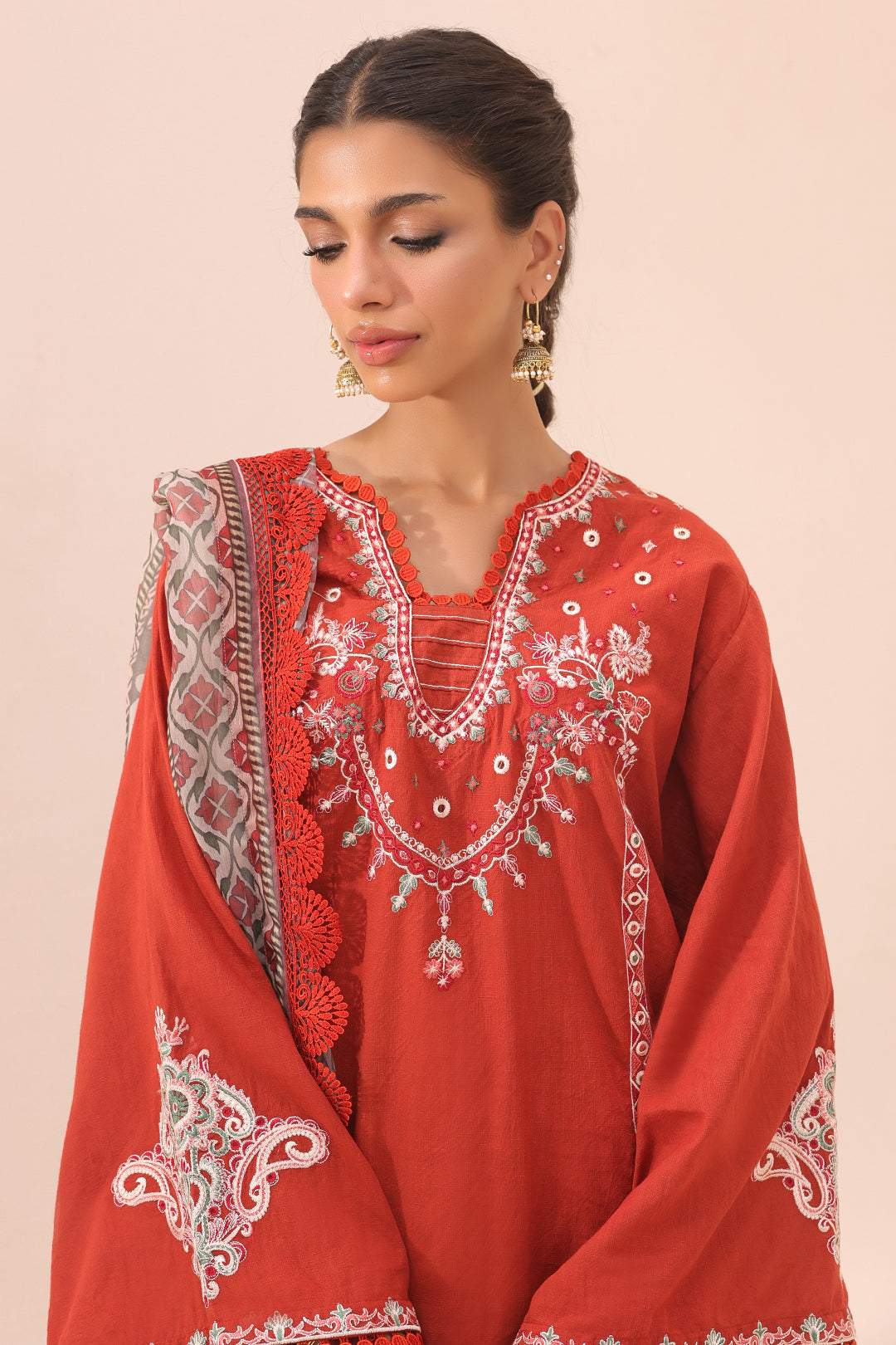 Zellbury | Unstitched 3 Piece Cambric | Embroidered Shirt Shalwar Dupatta - 1544 Default Title