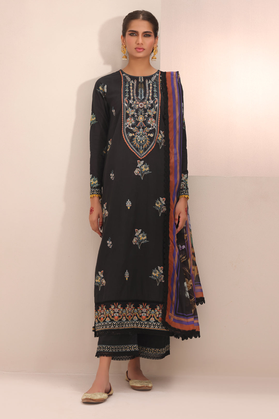 Zellbury | Unstitched 3 Piece Cambric | Embroidered Shirt Shalwar Dupatta - 1547