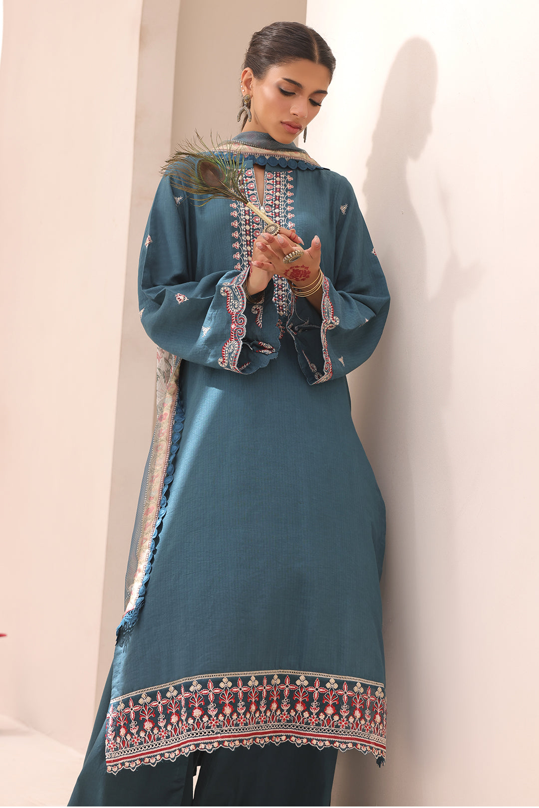 Zellbury | Unstitched 3 Piece Lawn | Embroidered Shirt Shalwar Dupatta - 1549