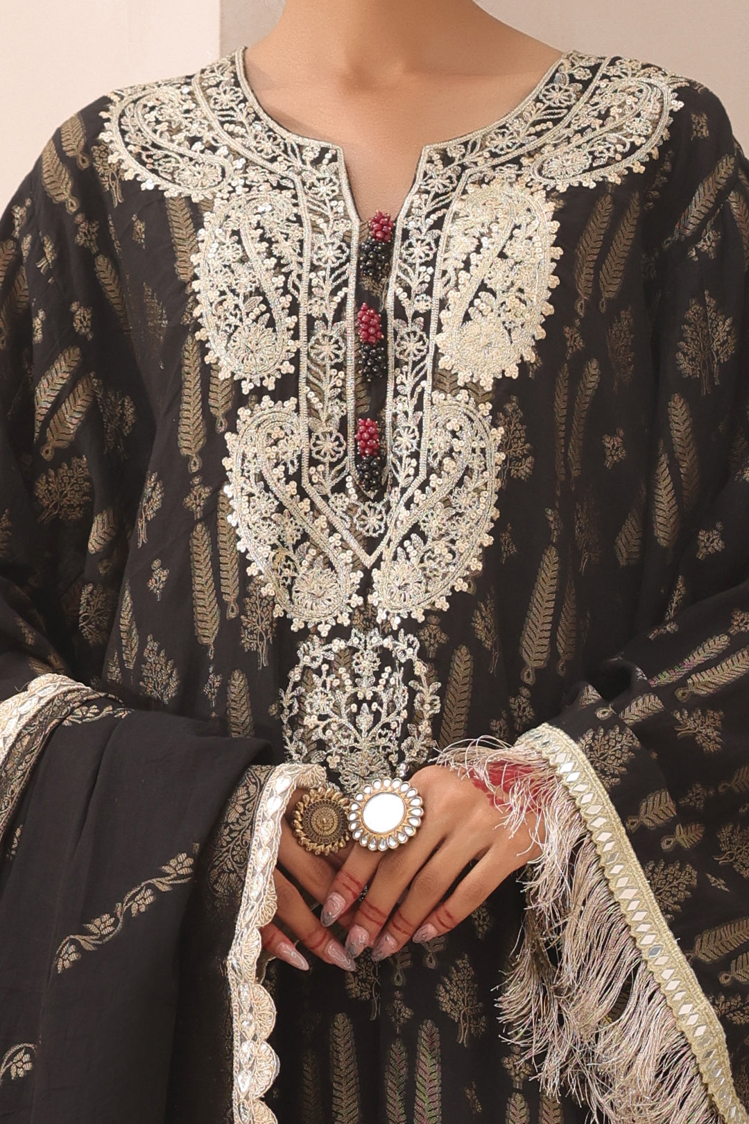 Zellbury | Unstitched 3 Piece Jacquard | Embroidered Shirt Shalwar Dupatta - 1799