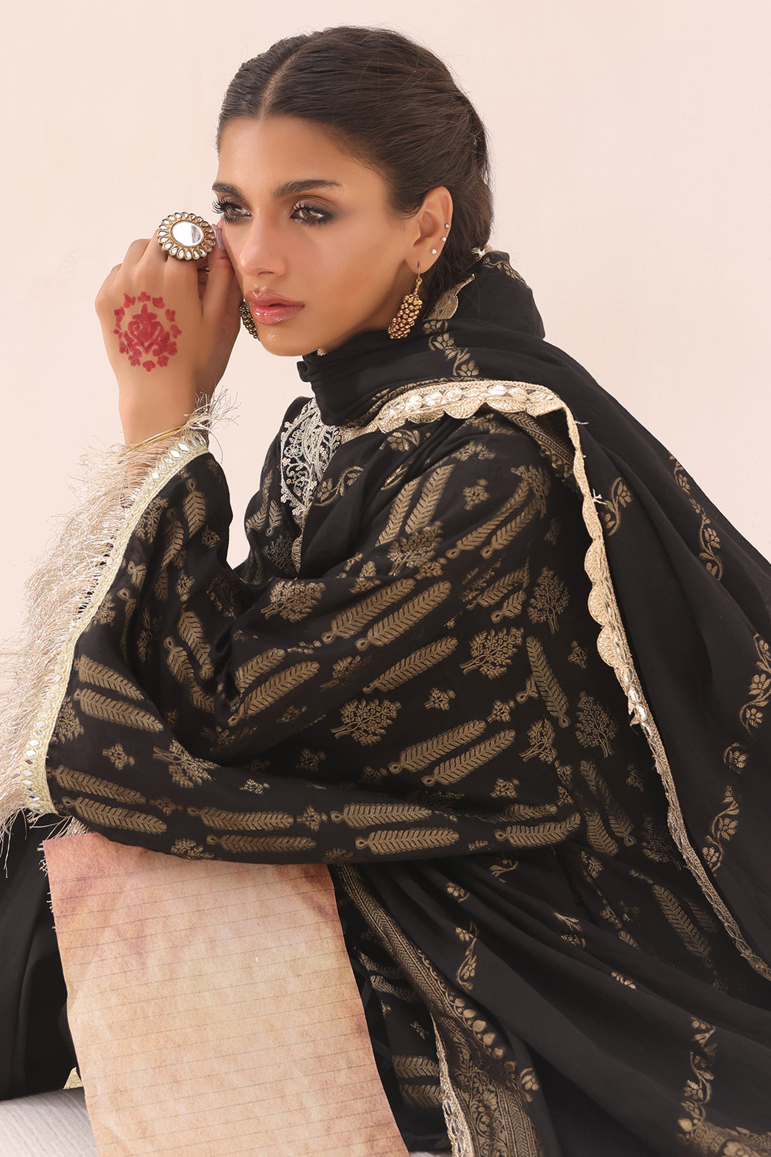 Zellbury | Unstitched 3 Piece Jacquard | Embroidered Shirt Shalwar Dupatta - 1799
