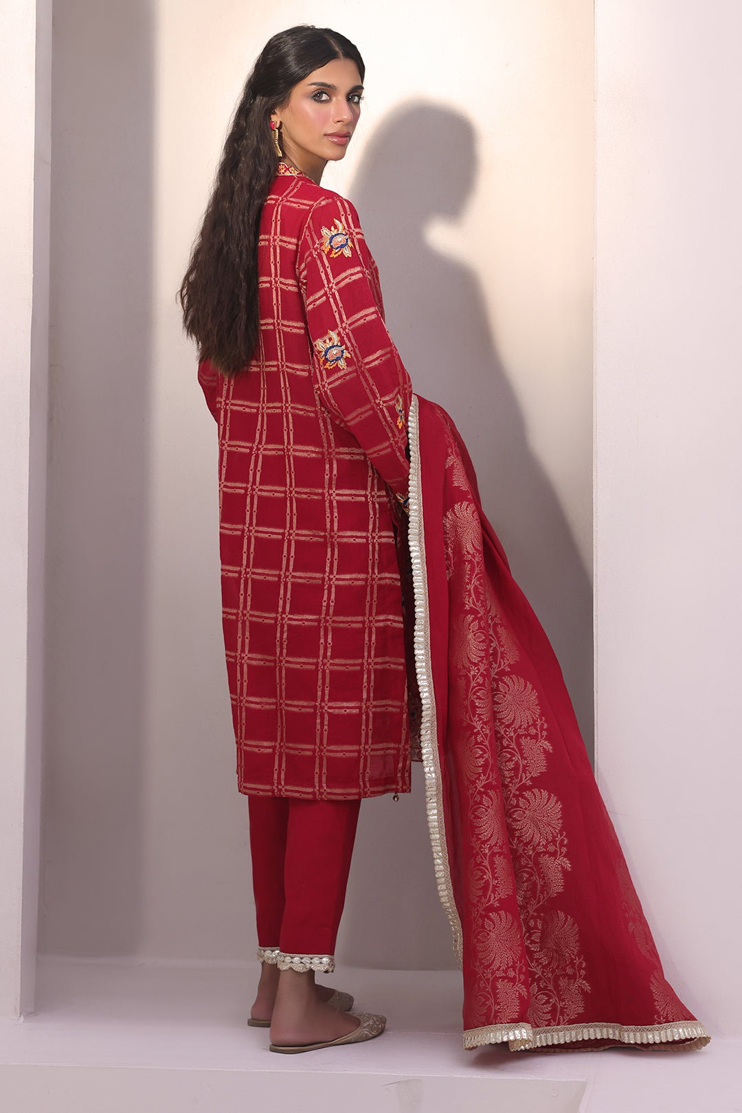 Zellbury | Unstitched 3 Piece Jacquard | Embroidered Shirt Shalwar Dupatta - 1803
