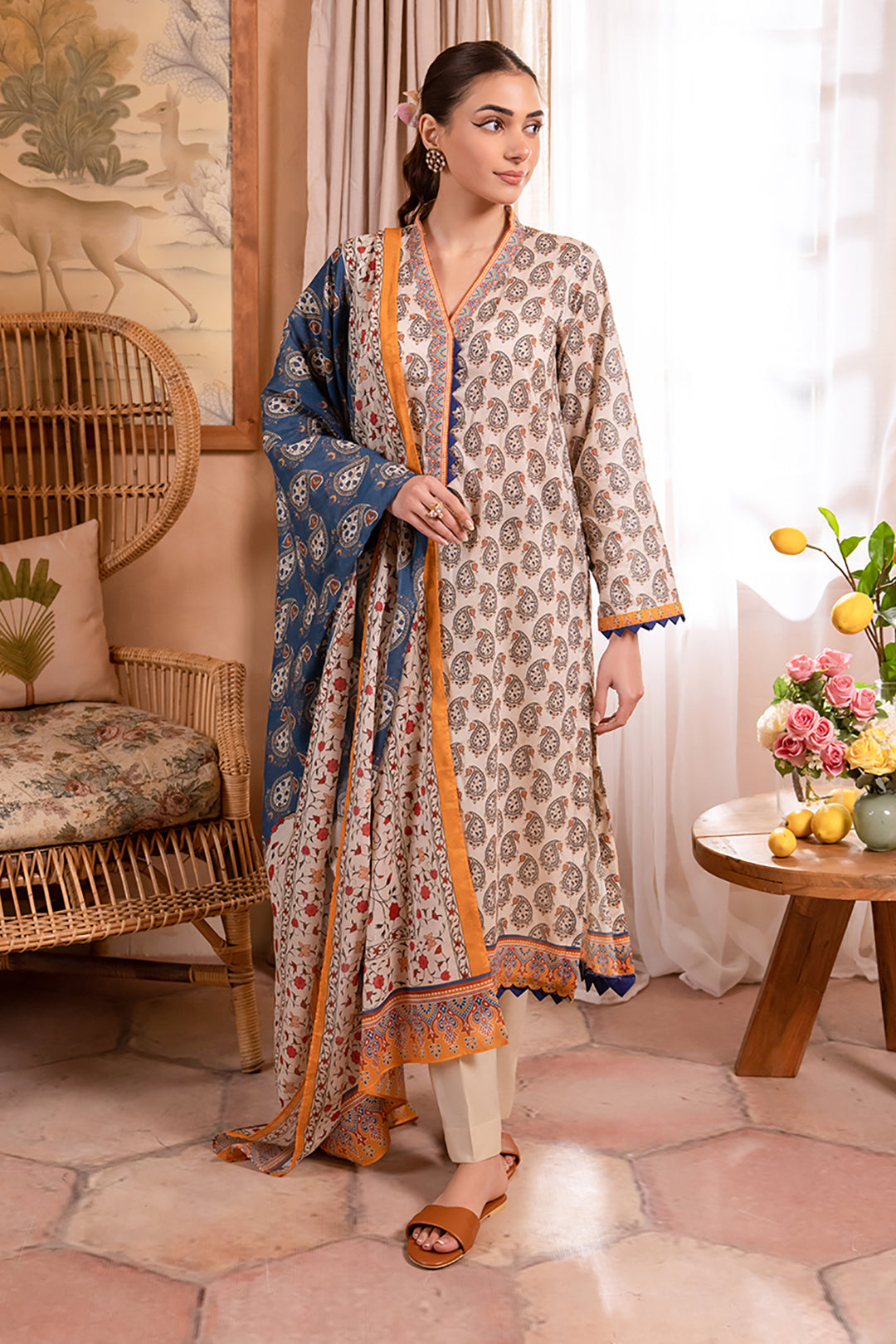 Zellbury | Unstitched 3 Piece Lawn | Shirt Shalwar Dupatta - 1067