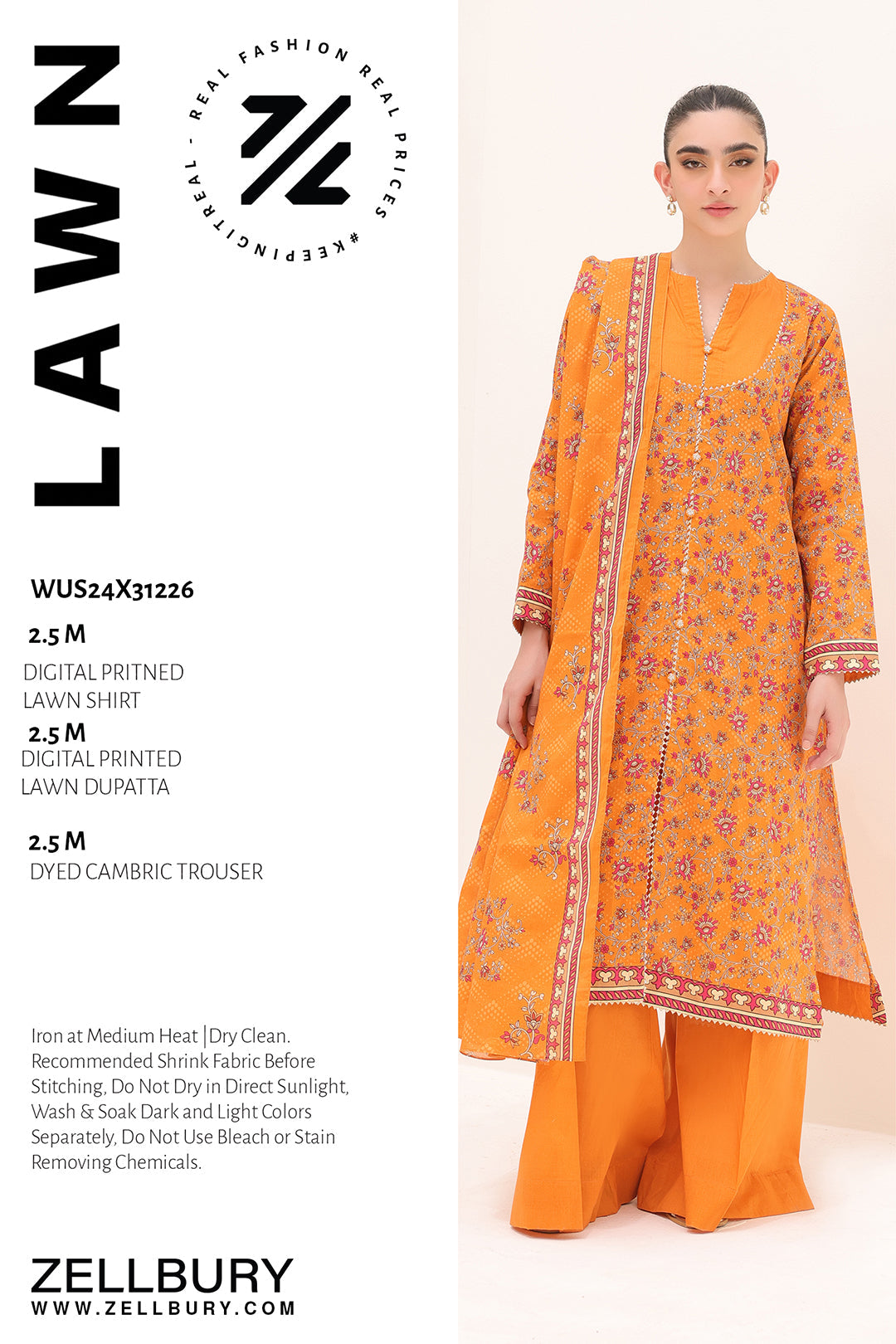 Zellbury | Unstitched 3 Piece Lawn | Shirt Shalwar Dupatta - 1226