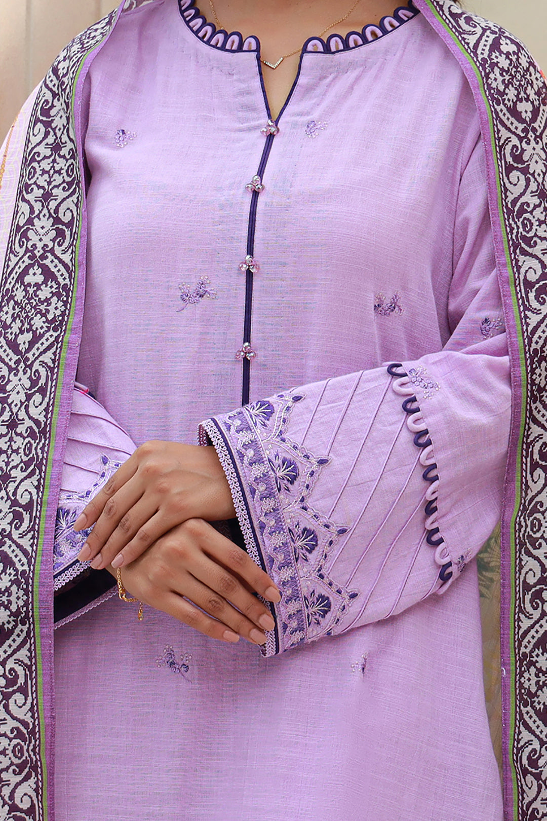 Zellbury | Unstitched 3 Piece Khaddar | Embroidered Shirt Shalwar Dupatta - 0854