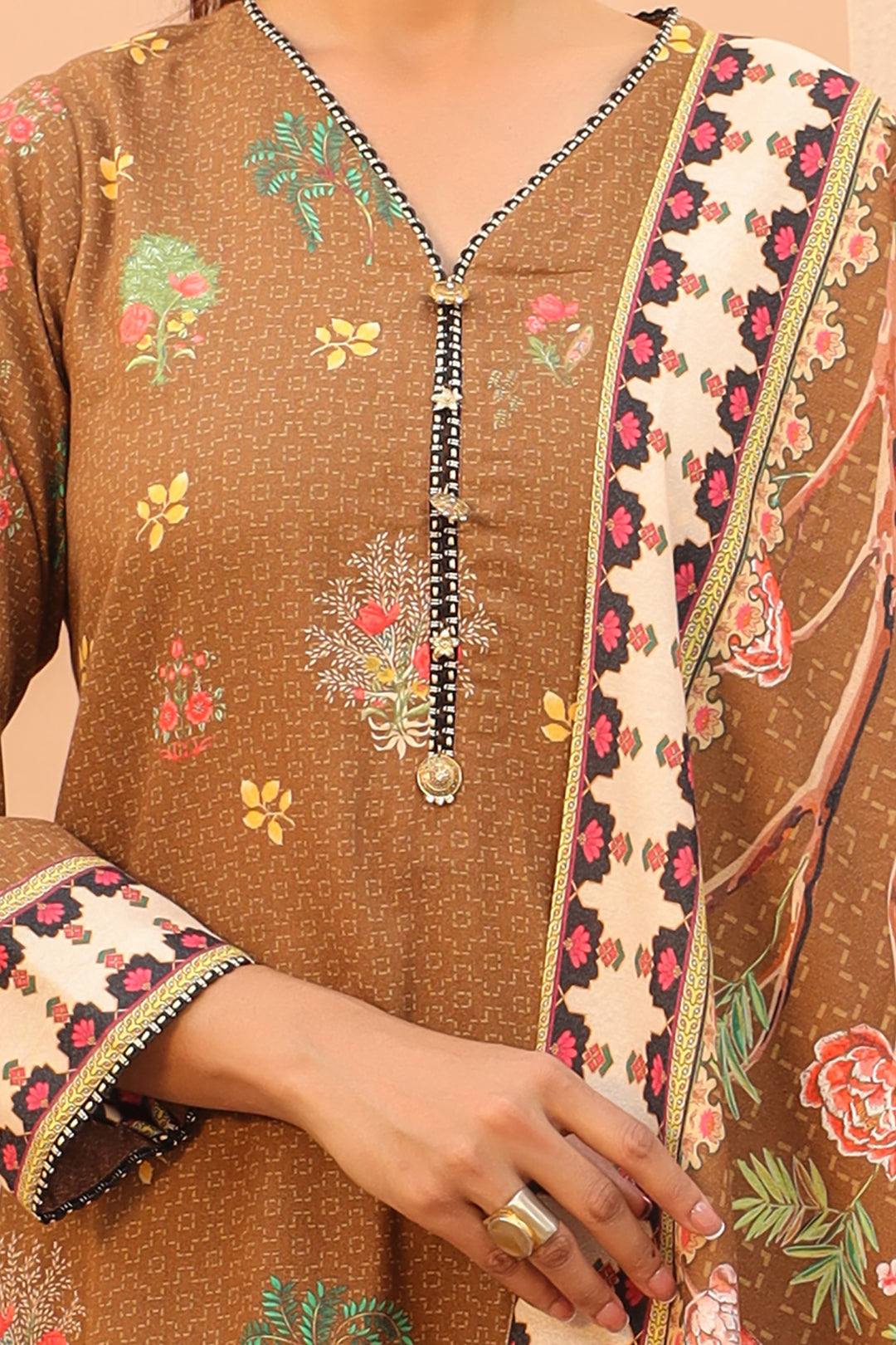 Zellbury | Unstitched 3 Piece Khaddar | Shirt Shalwar Dupatta - 0829