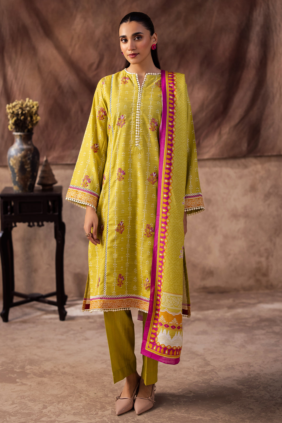 Zellbury | Unstitched 2 Piece Khaddar | Embroidered Shirt Dupatta - 0174