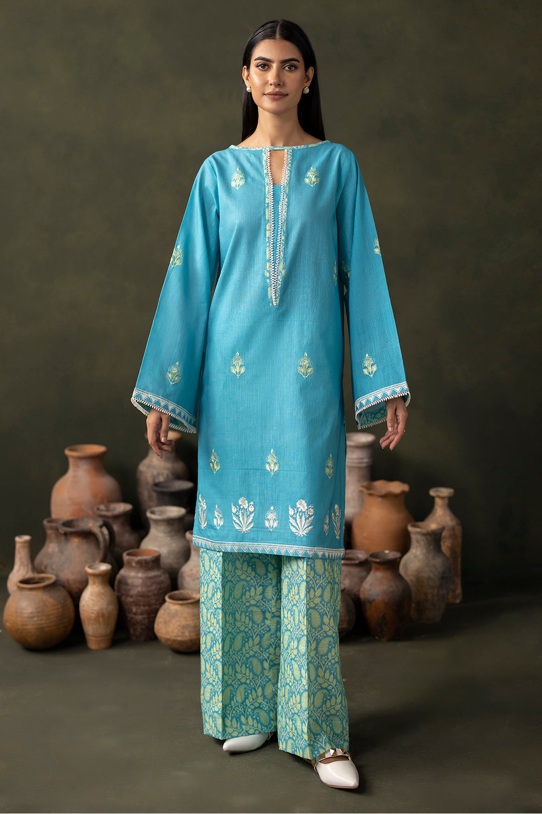 Zellbury | Unstitched 2 Piece Khaddar | Embroidered Shirt Shalwar - 0177