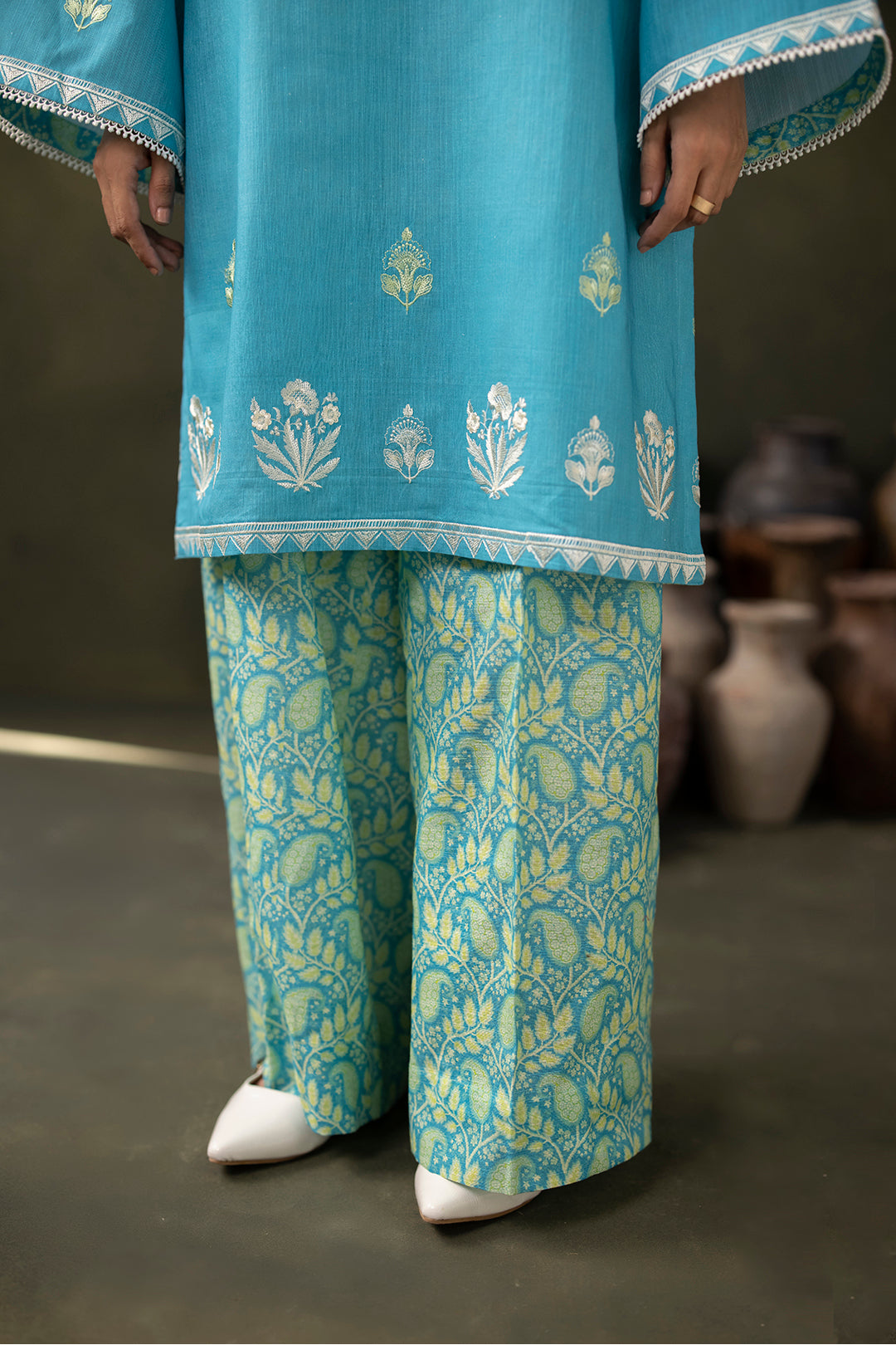 Zellbury | Unstitched 2 Piece Khaddar | Embroidered Shirt Shalwar - 0177