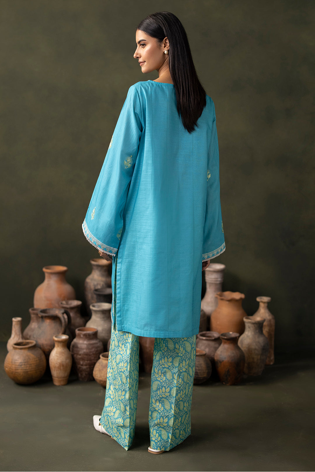 Zellbury | Unstitched 2 Piece Khaddar | Embroidered Shirt Shalwar - 0177