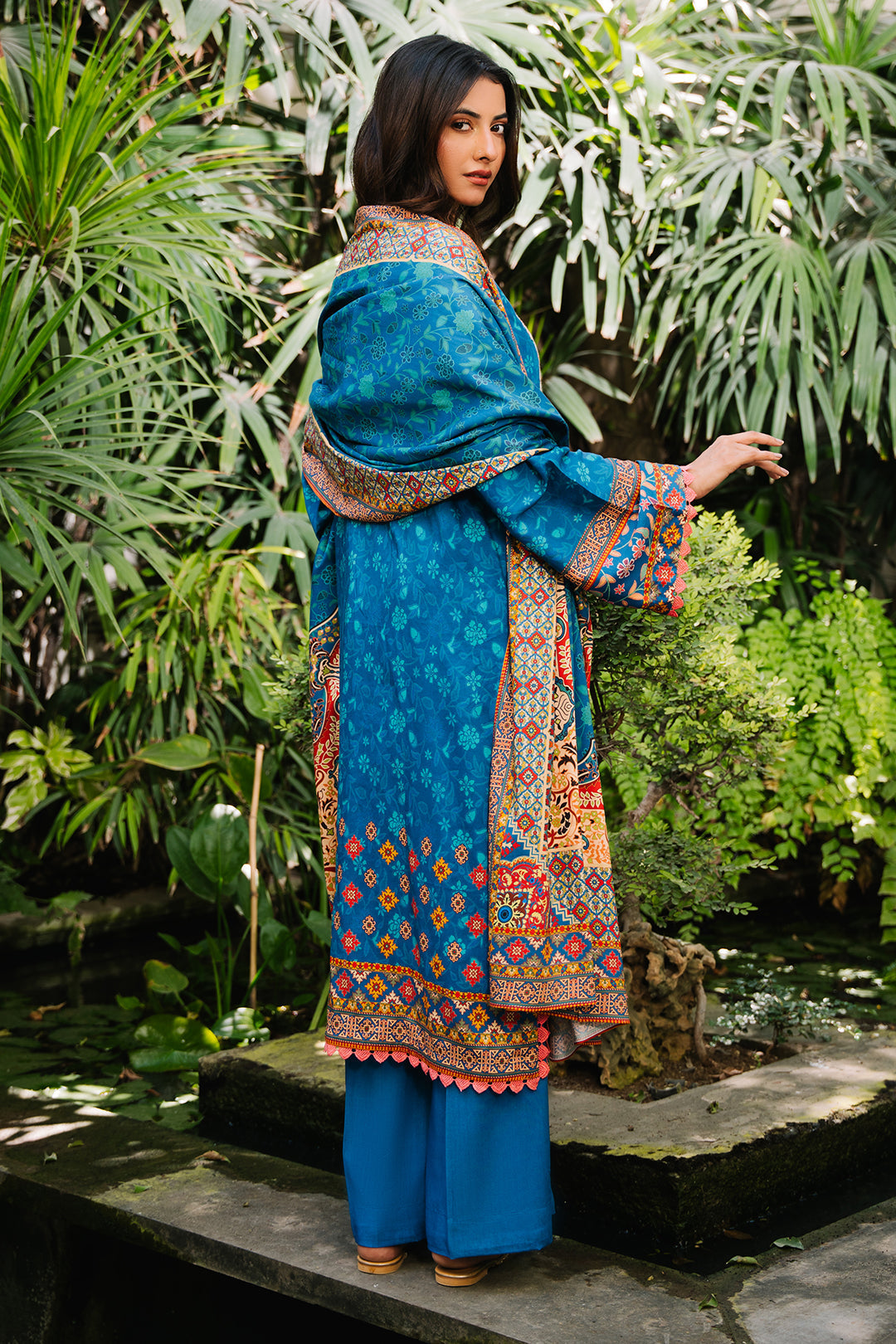 Zellbury | Unstitched 3 Piece Viscose | Embroidered Shirt Shalwar Dupatta - 0223