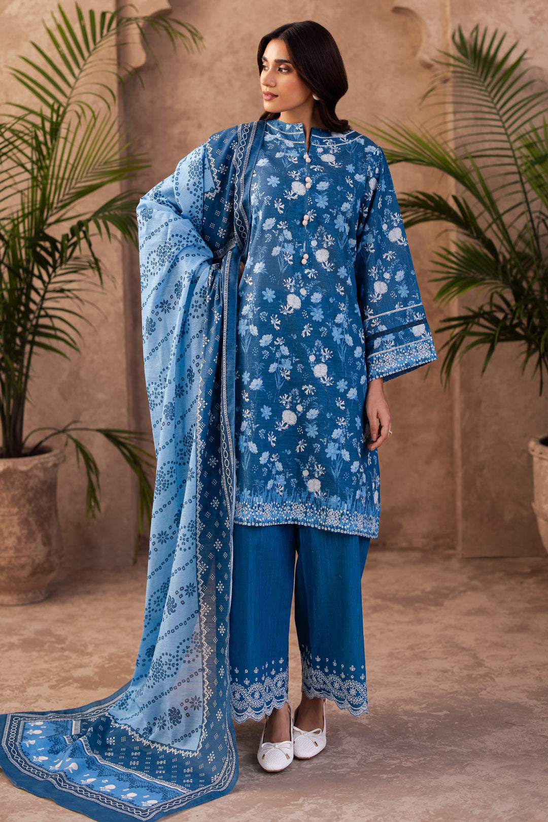 Zellbury | Unstitched 3 Piece Khaddar | Embroidered Shirt Shalwar Dupatta - 0226