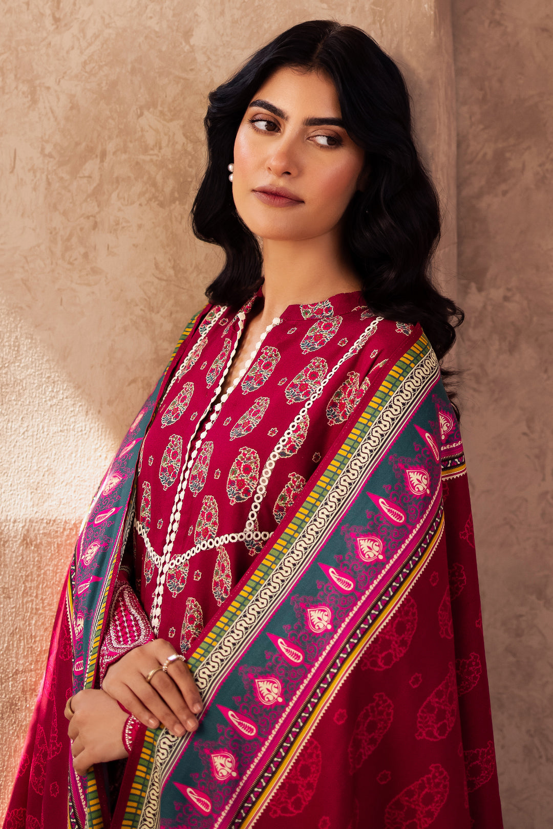 Zellbury | Unstitched 3 Piece Viscose | Embroidered Shirt Shalwar Dupatta - 0228 Default Title