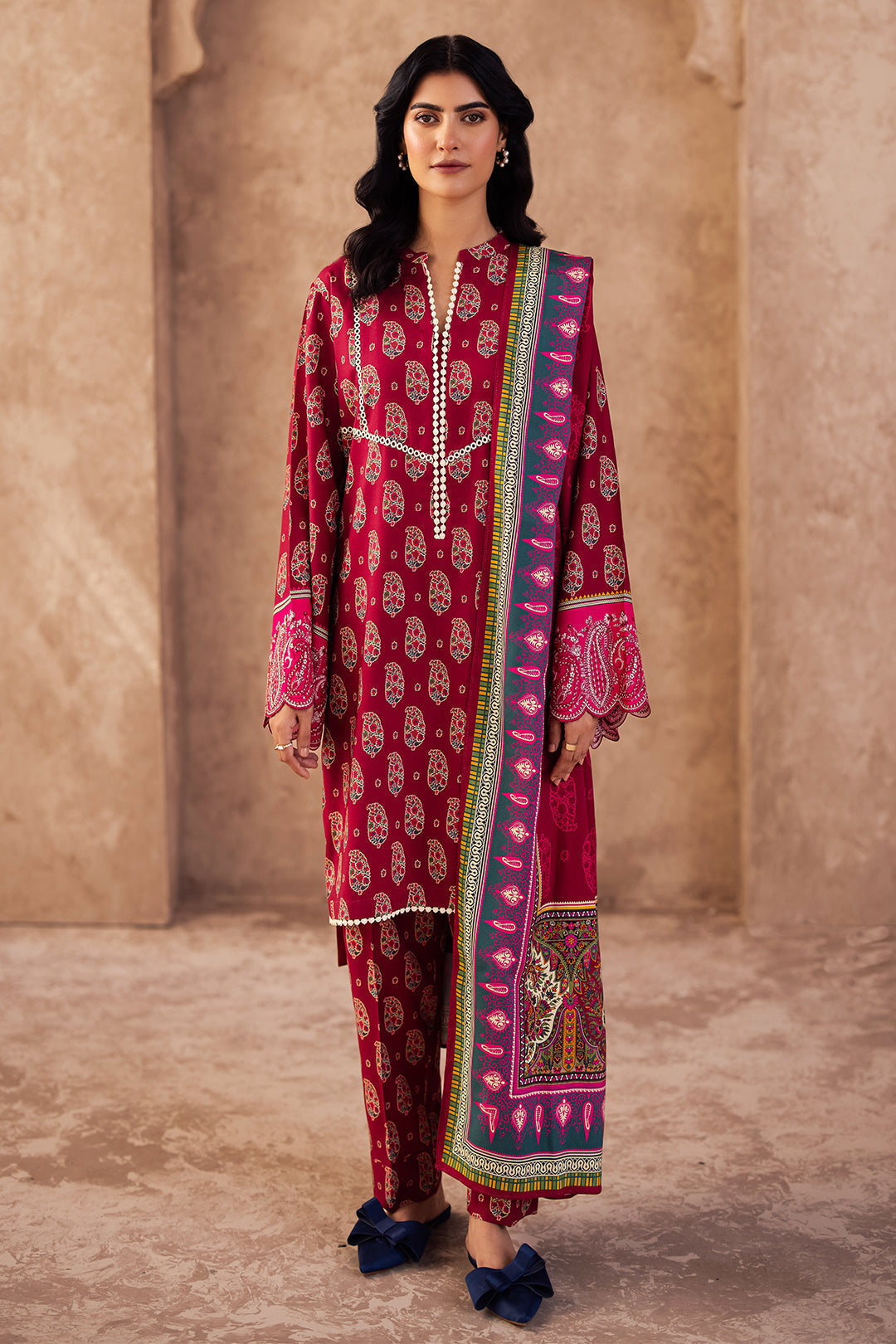 Zellbury | Unstitched 3 Piece Viscose | Embroidered Shirt Shalwar Dupatta - 0228