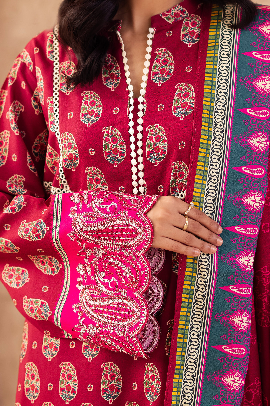 Zellbury | Unstitched 3 Piece Viscose | Embroidered Shirt Shalwar Dupatta - 0228