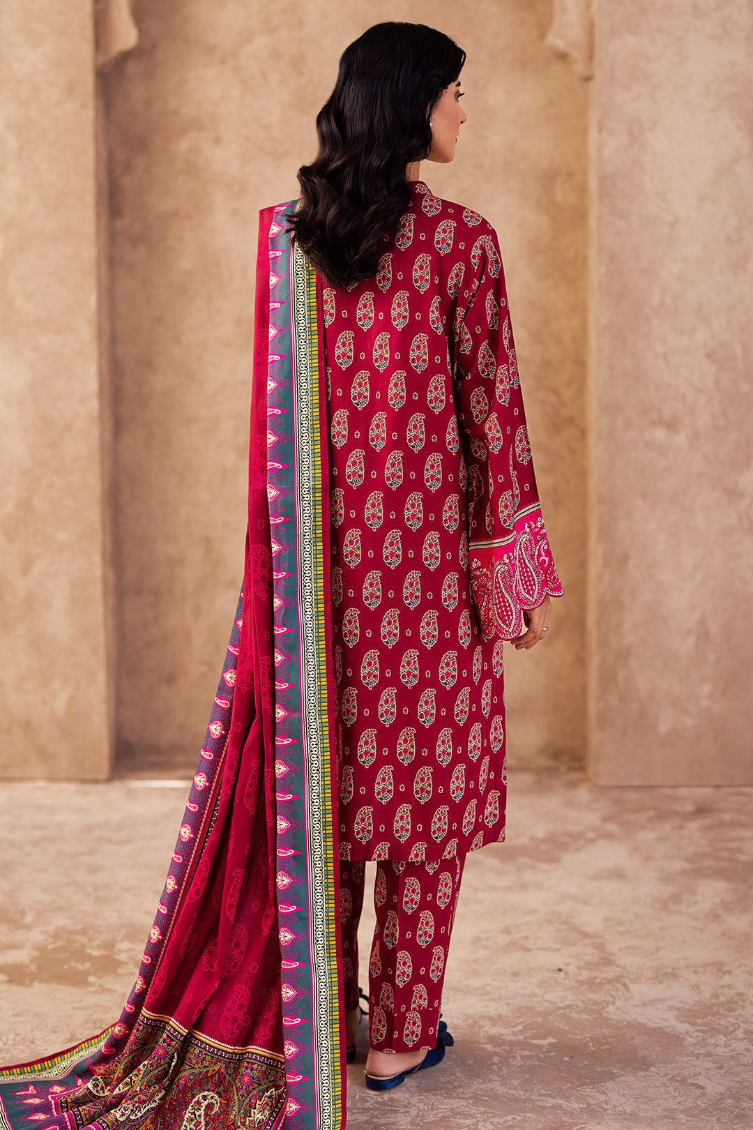 Zellbury | Unstitched 3 Piece Viscose | Embroidered Shirt Shalwar Dupatta - 0228
