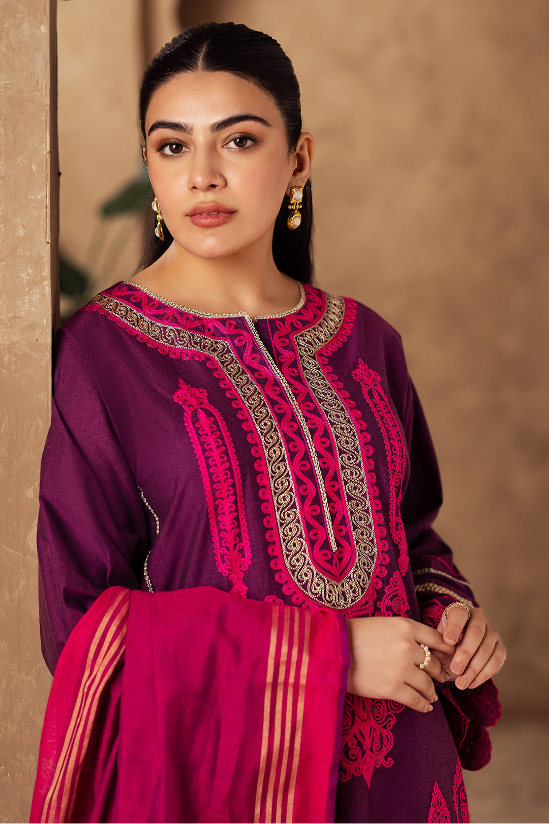 Zellbury | Unstitched 3 Piece Chambray | Embroidered Shirt Shalwar Dupatta - 0230 Default Title
