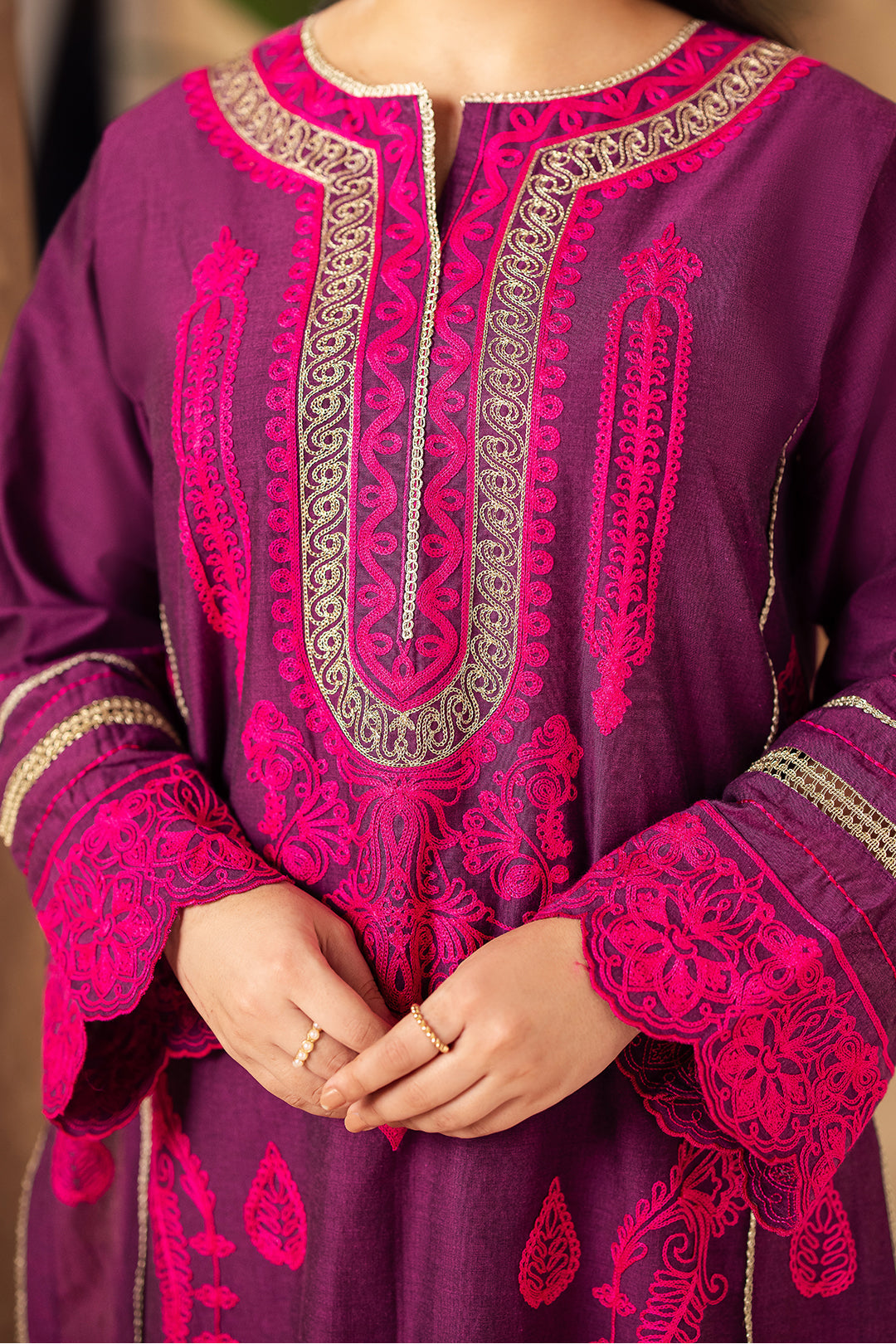 Zellbury | Unstitched 3 Piece Chambray | Embroidered Shirt Shalwar Dupatta - 0230