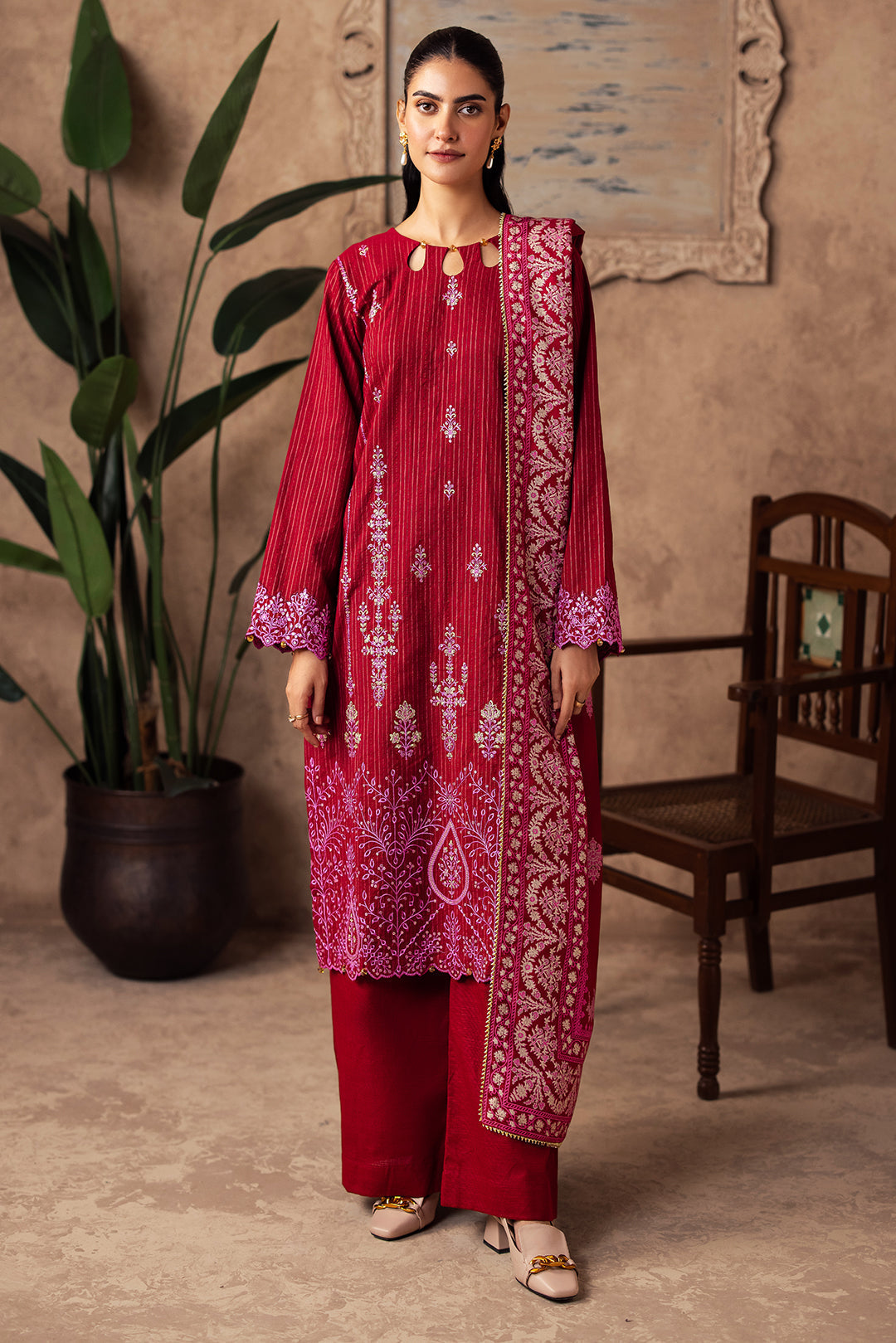 Zellbury | Unstitched 3 Piece Khaddar | Embroidered Shirt Shalwar Shawl - 0231