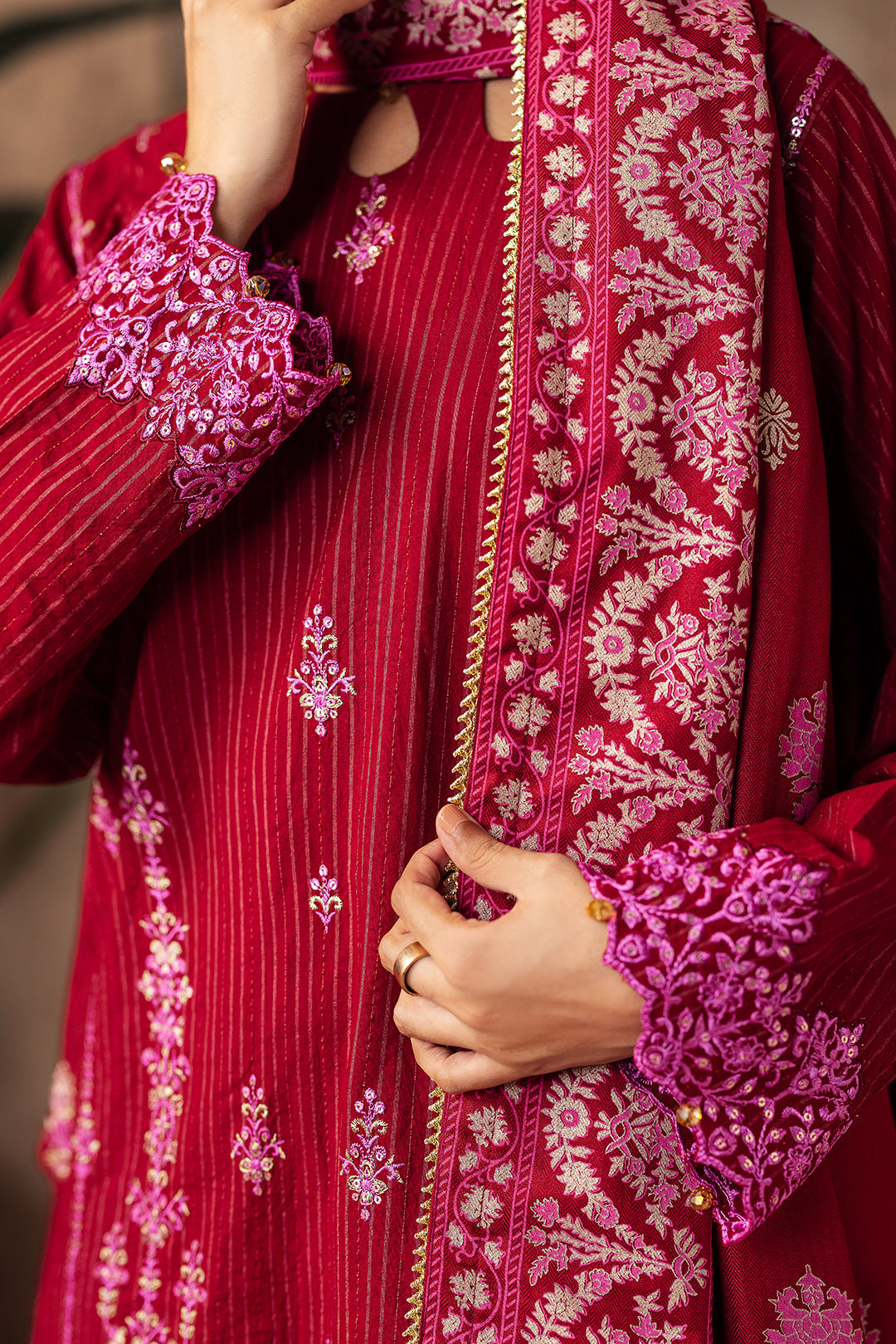 Zellbury | Unstitched 3 Piece Khaddar | Embroidered Shirt Shalwar Shawl - 0231