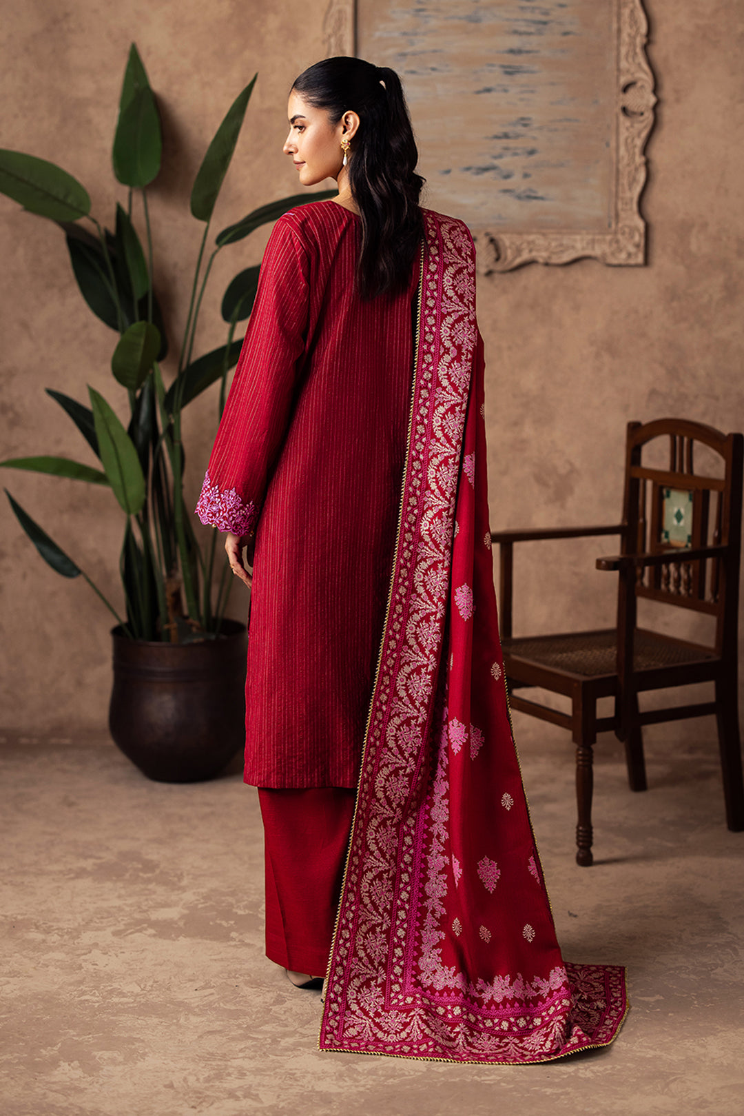 Zellbury | Unstitched 3 Piece Khaddar | Embroidered Shirt Shalwar Shawl - 0231