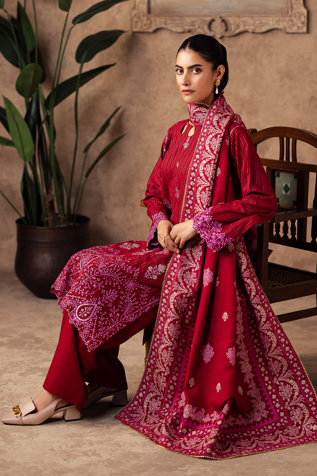 Zellbury | Unstitched 3 Piece Khaddar | Embroidered Shirt Shalwar Shawl - 0231