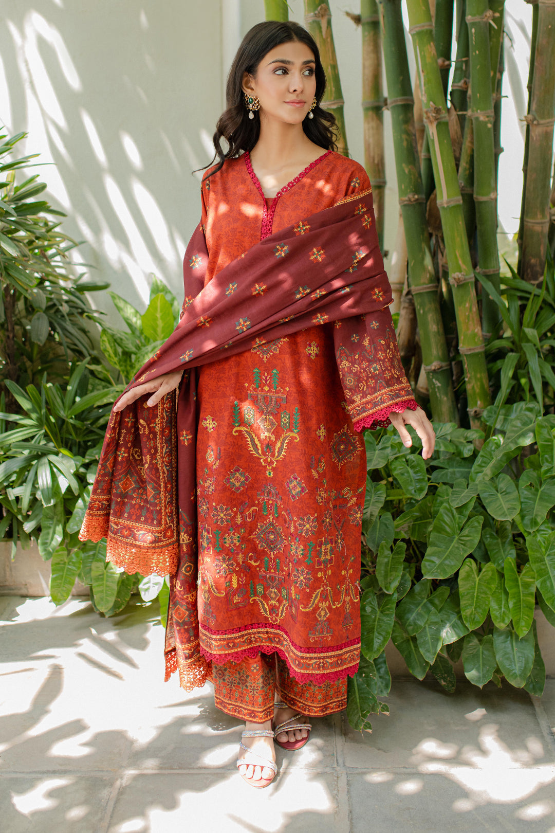 Zellbury | Unstitched 3 Piece Khaddar | Embroidered Shirt Shalwar Dupatta - 0233