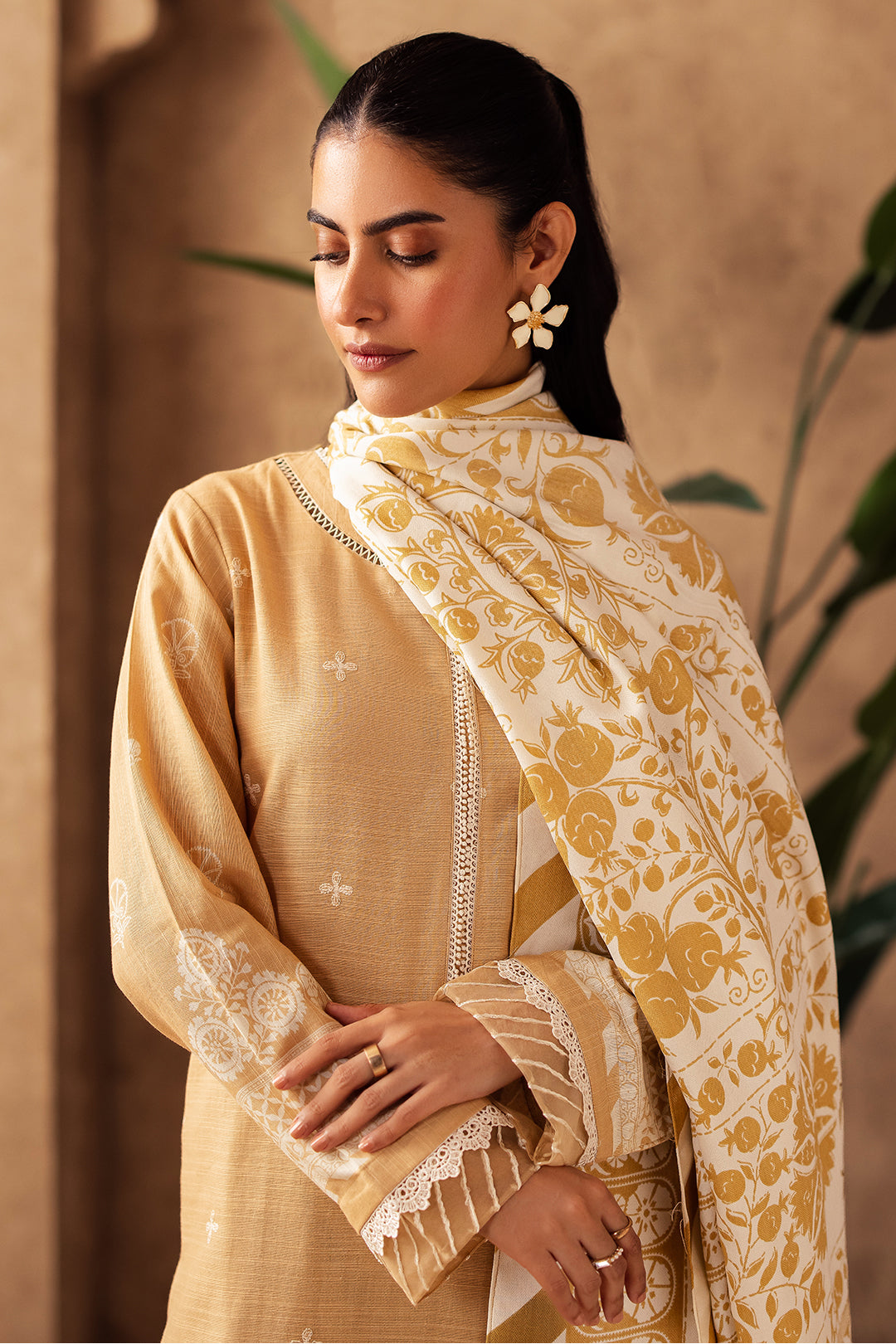 Zellbury | Unstitched 3 Piece Khaddar | Embroidered Shirt Shalwar Shawl - 0310 Default Title