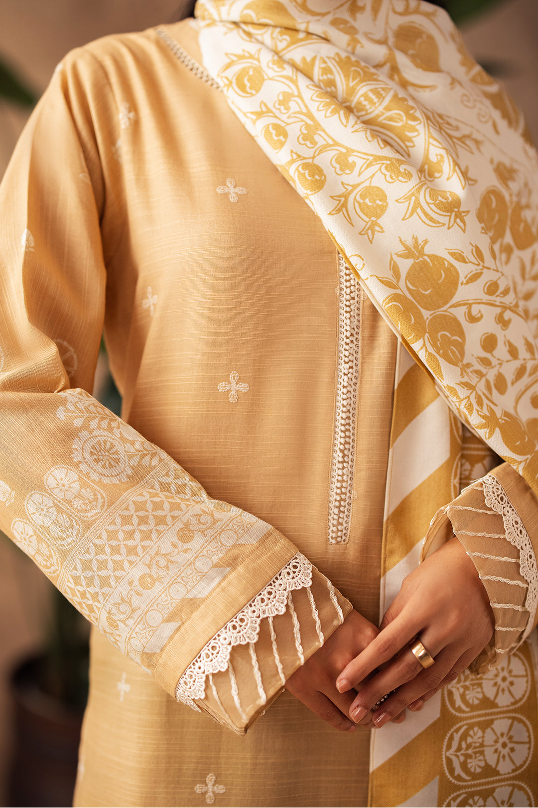 Zellbury | Unstitched 3 Piece Khaddar | Embroidered Shirt Shalwar Shawl - 0310