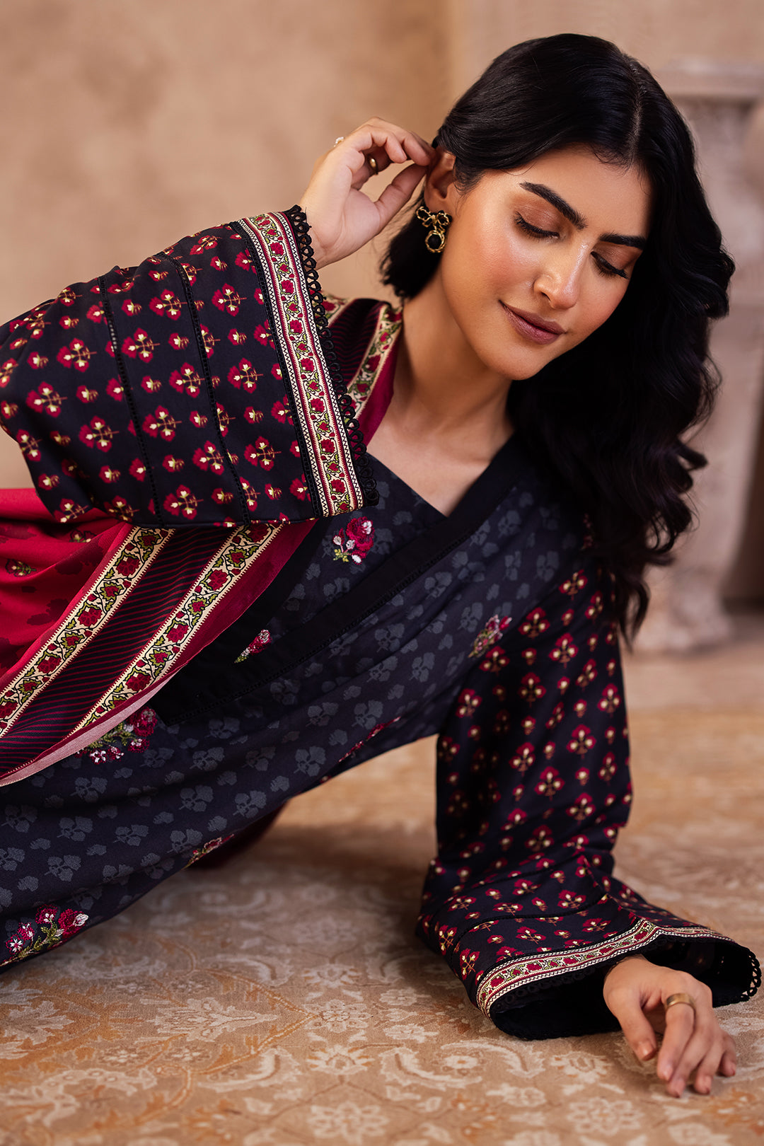 Zellbury | Unstitched 3 Piece Viscose | Embroidered Shirt Shalwar Dupatta - 0314