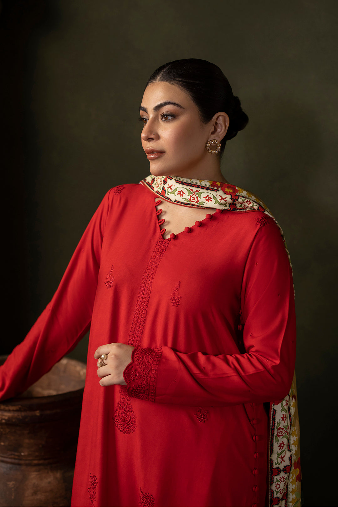 Zellbury | Unstitched 3 Piece Viscose | Embroidered Shirt Shalwar Dupatta - 0324