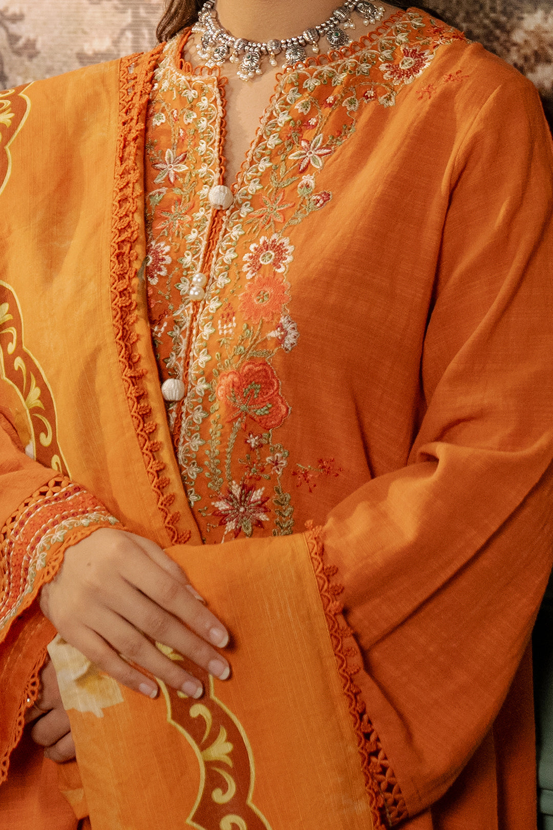 Zellbury | Unstitched 3 Piece Khaddar | Embroidered Shirt Shalwar Dupatta - 0413