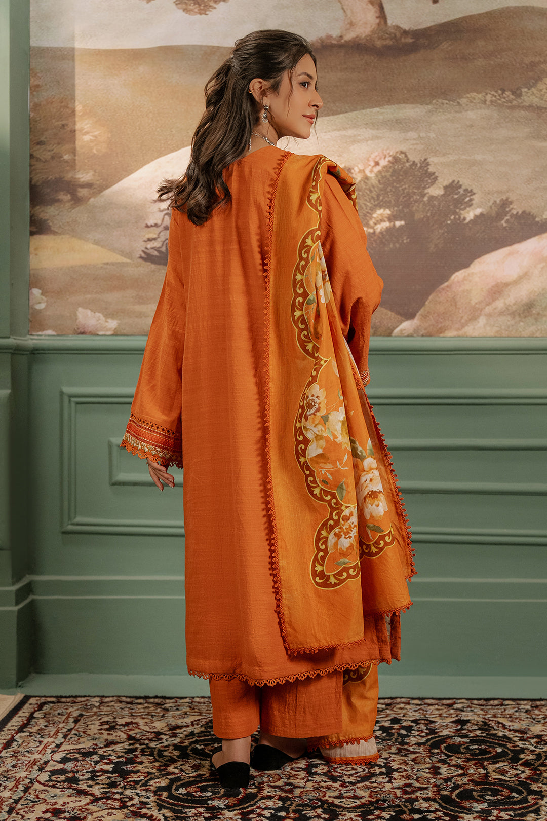 Zellbury | Unstitched 3 Piece Khaddar | Embroidered Shirt Shalwar Dupatta - 0413