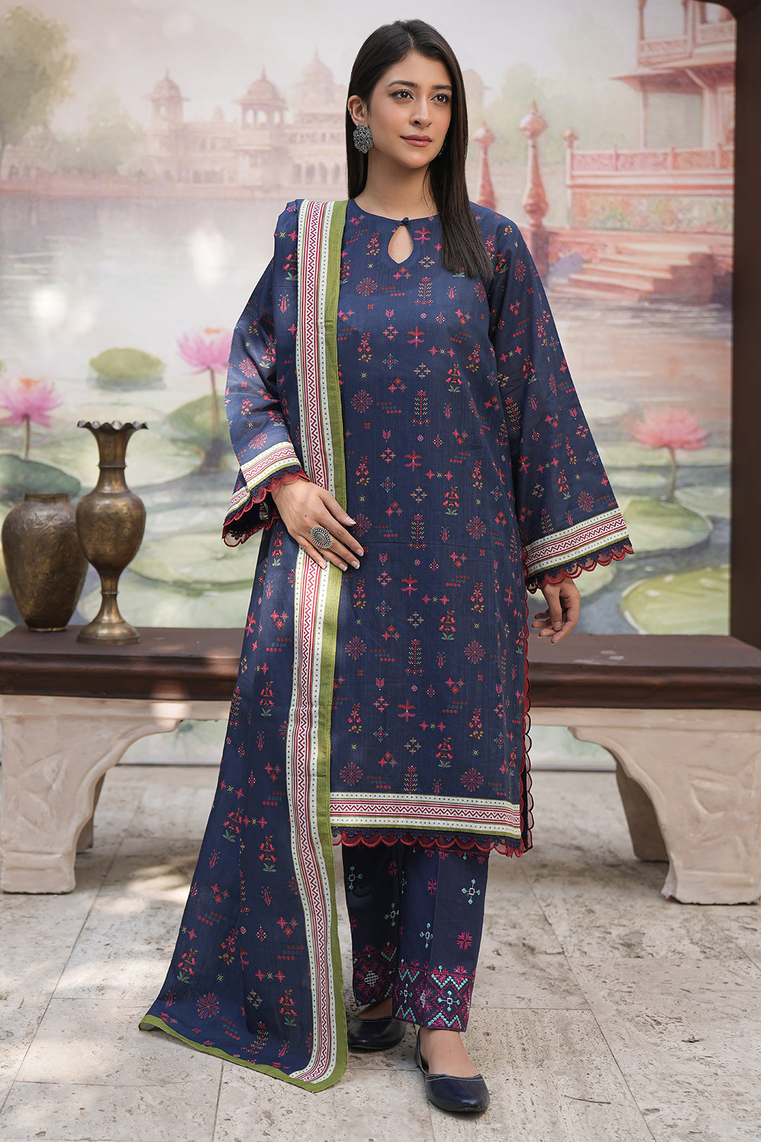 Zellbury | Unstitched 3 Piece Khaddar | Embroidered Shirt Shalwar Dupatta - 0478