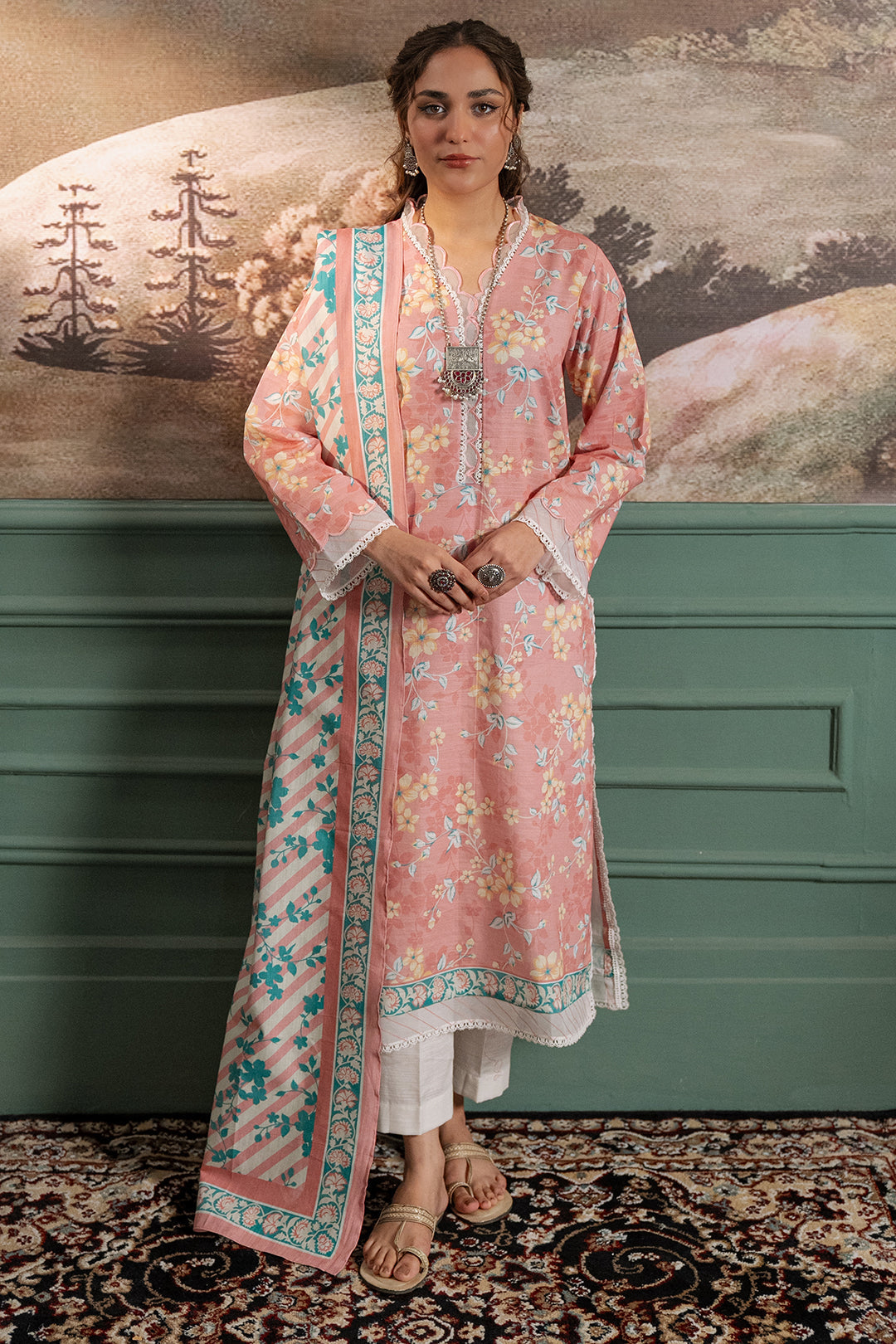 Zellbury | Unstitched 2 Piece Khaddar | Shirt Dupatta - 0331
