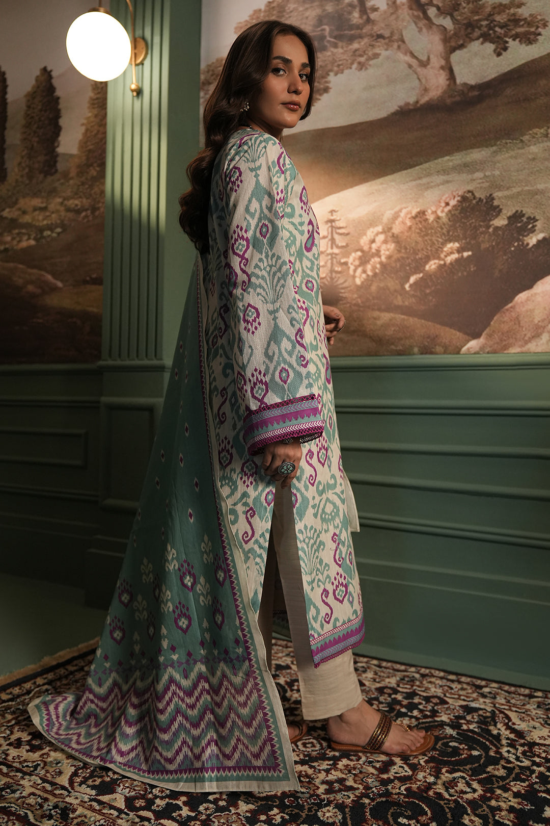 Zellbury | Unstitched 2 Piece Khaddar | Shirt Dupatta - 0333
