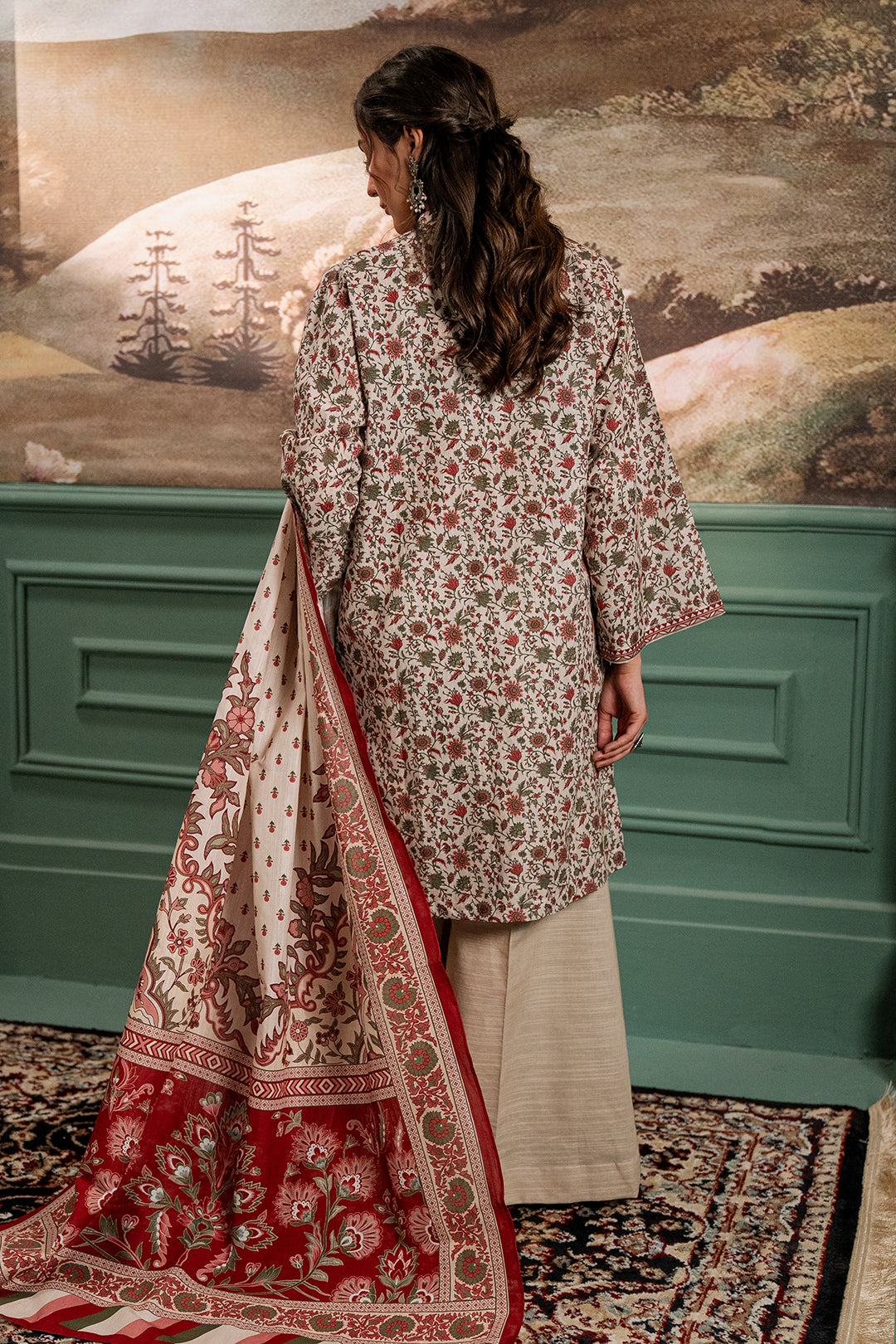 Zellbury | Unstitched 2 Piece Khaddar | Shirt Dupatta - 0334