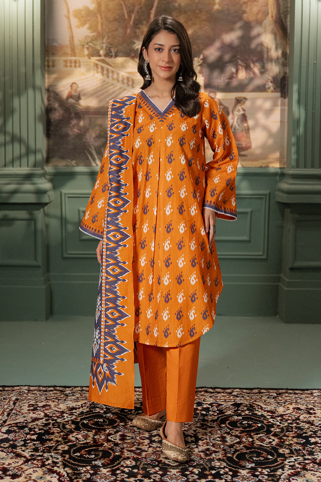 Zellbury | Unstitched 2 Piece Khaddar | Shirt Dupatta - 0335