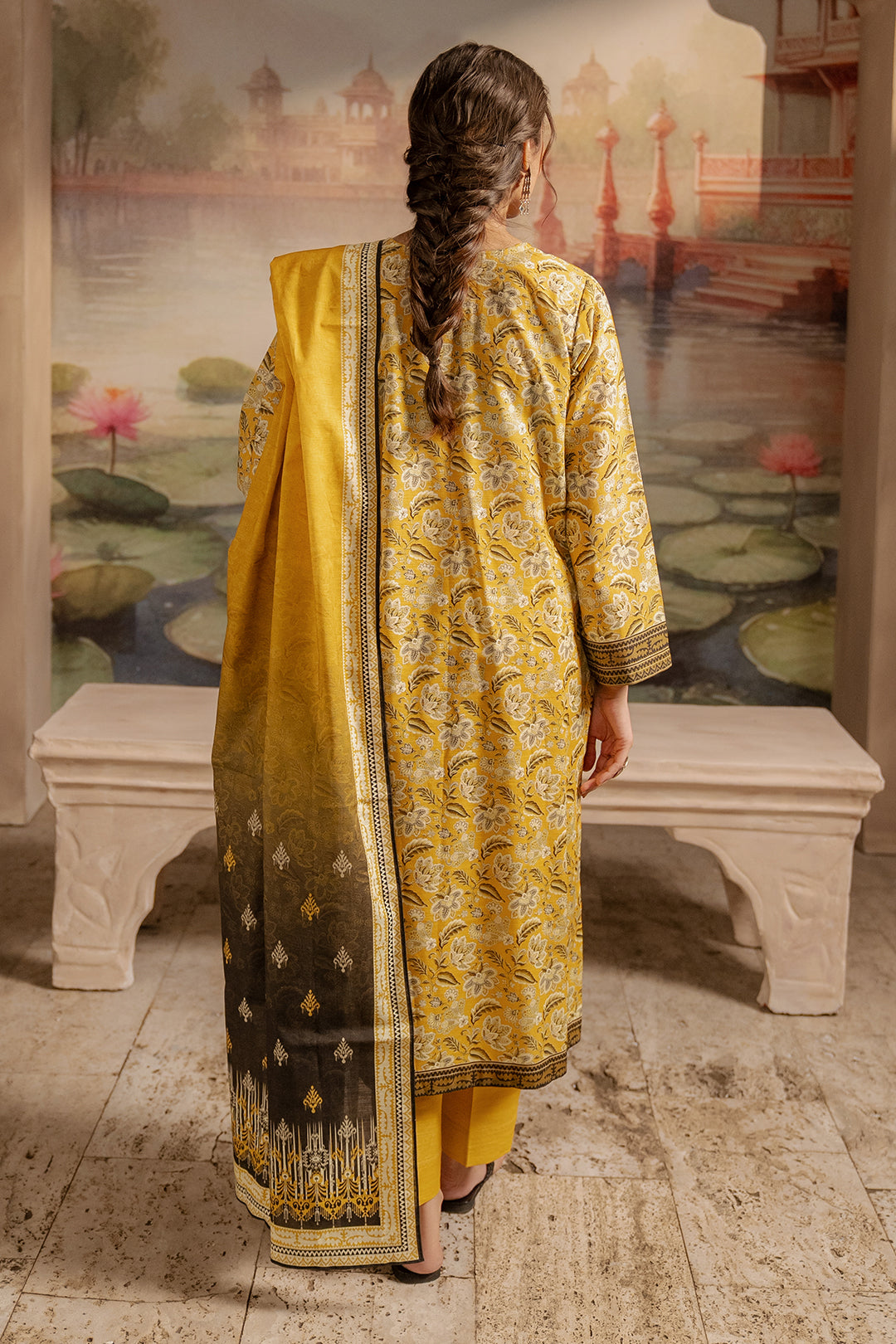 Zellbury | Unstitched 2 Piece Khaddar | Shirt Dupatta - 0424
