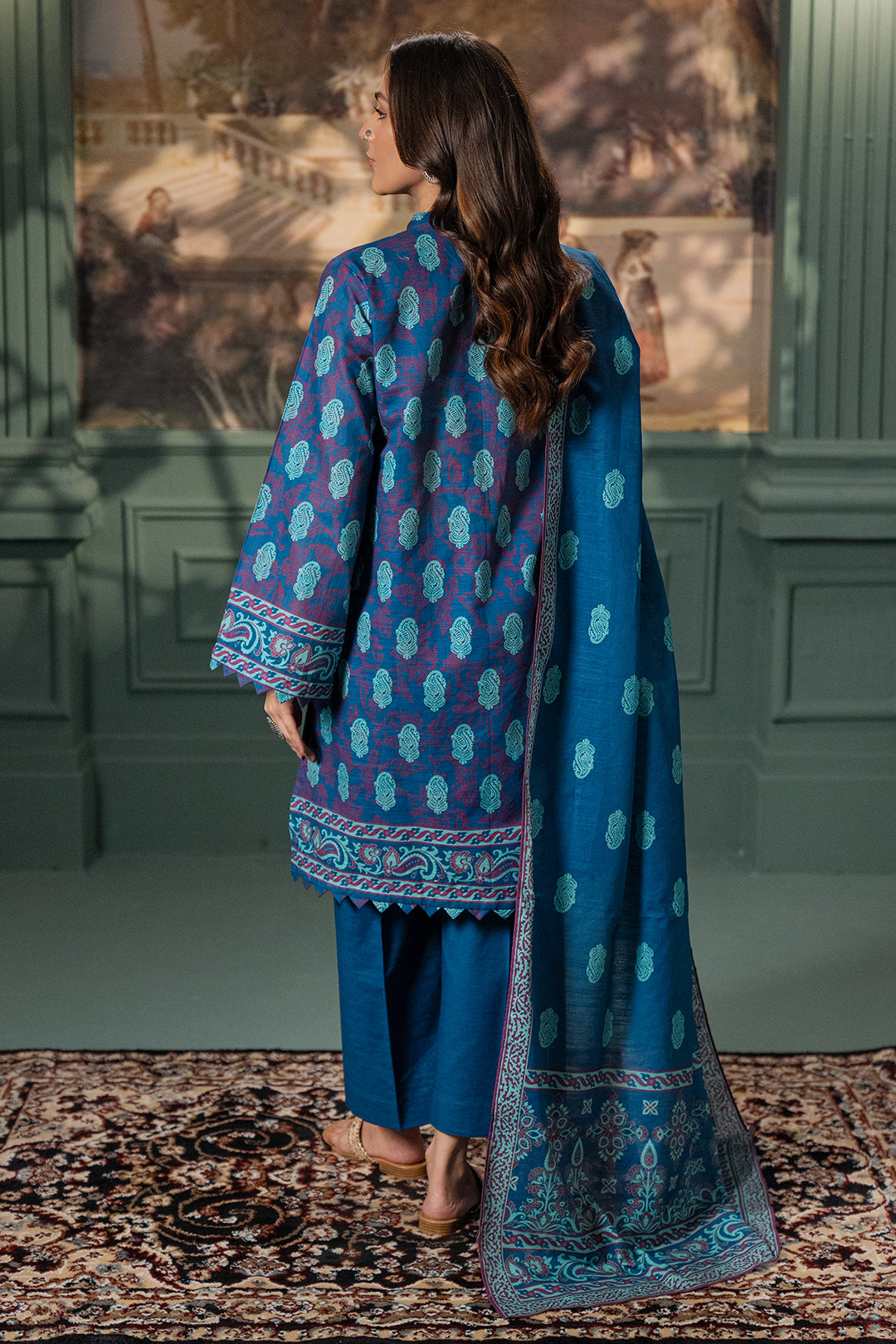 Zellbury | Unstitched 2 Piece Khaddar | Shirt Dupatta - 0425