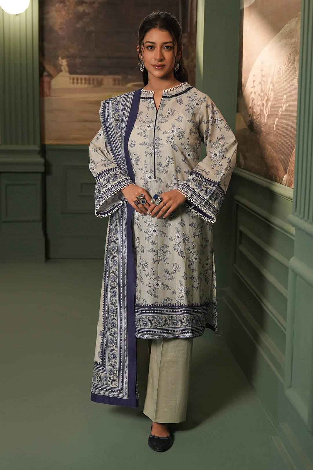 Zellbury | Unstitched 2 Piece Khaddar | Shirt Dupatta - 0426