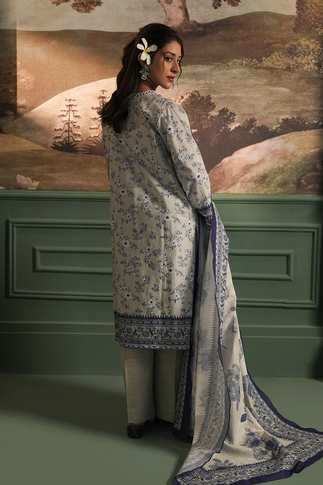 Zellbury | Unstitched 2 Piece Khaddar | Shirt Dupatta - 0426