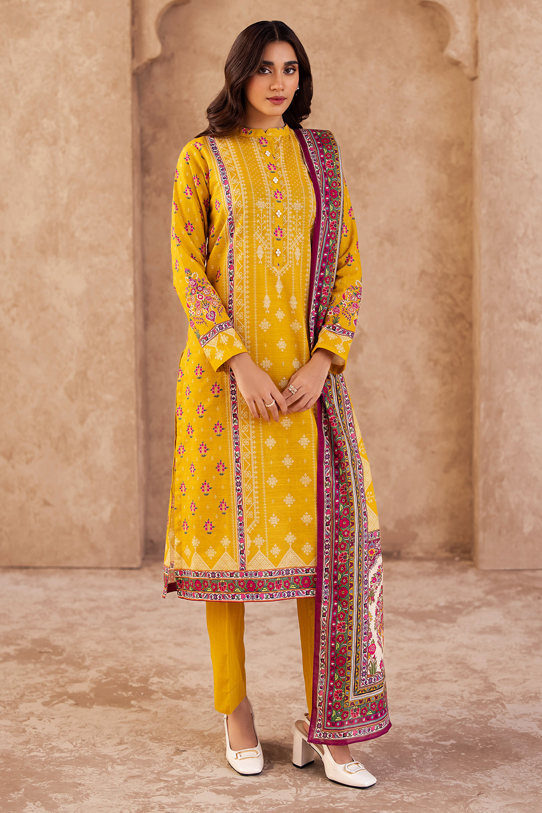 Zellbury | Unstitched 3 Piece Khaddar | Shirt Shalwar Dupatta - 0186