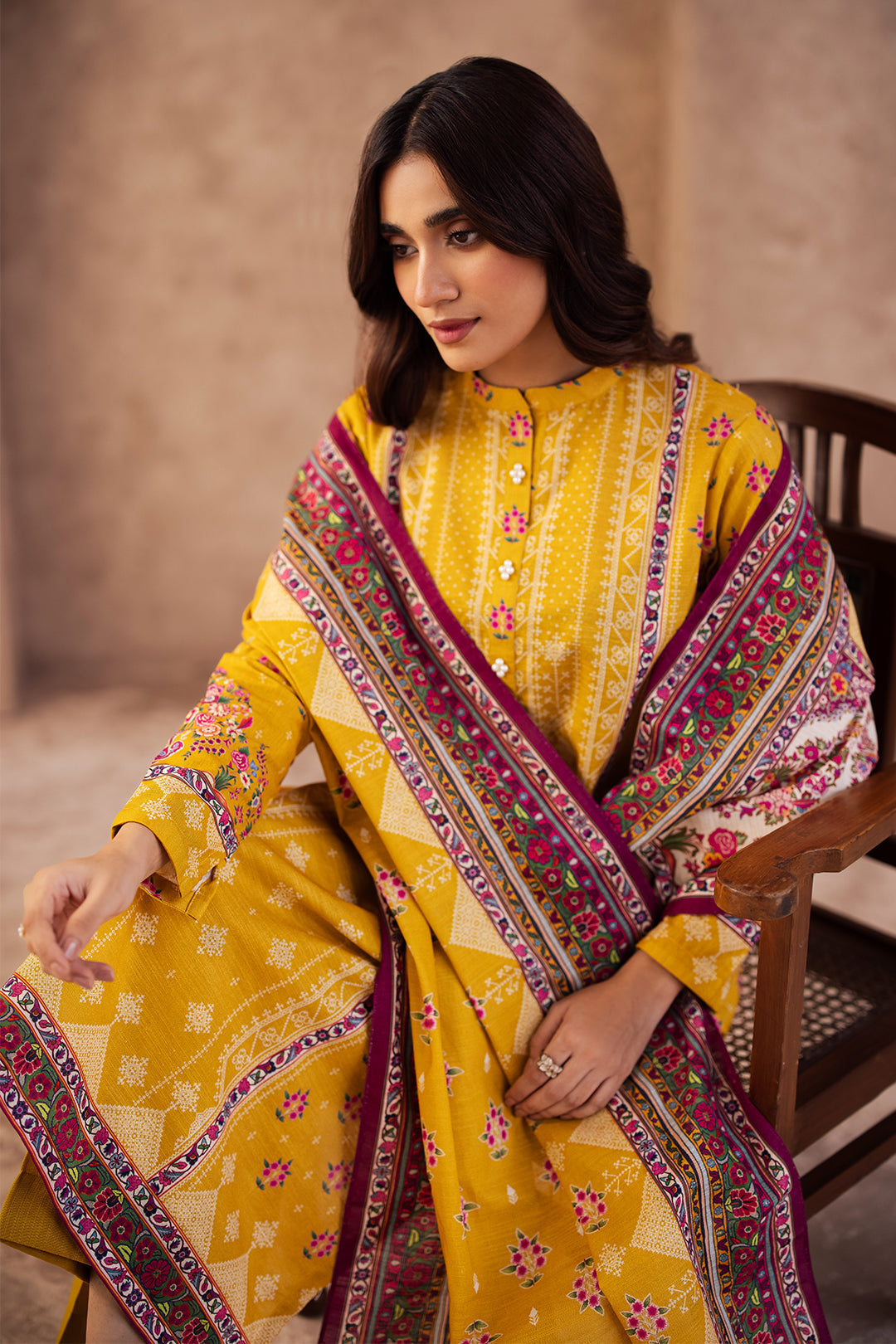Zellbury | Unstitched 3 Piece Khaddar | Shirt Shalwar Dupatta - 0186