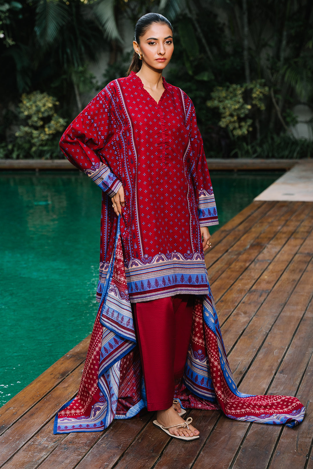 Zellbury | Unstitched 3 Piece Khaddar | Shirt Shalwar Dupatta - 0273