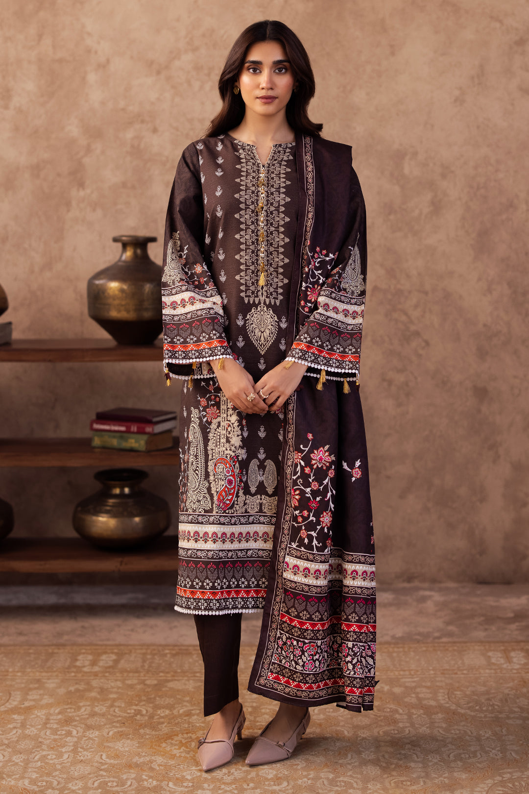 Zellbury | Unstitched 3 Piece Khaddar | Shirt Shalwar Dupatta - 0288