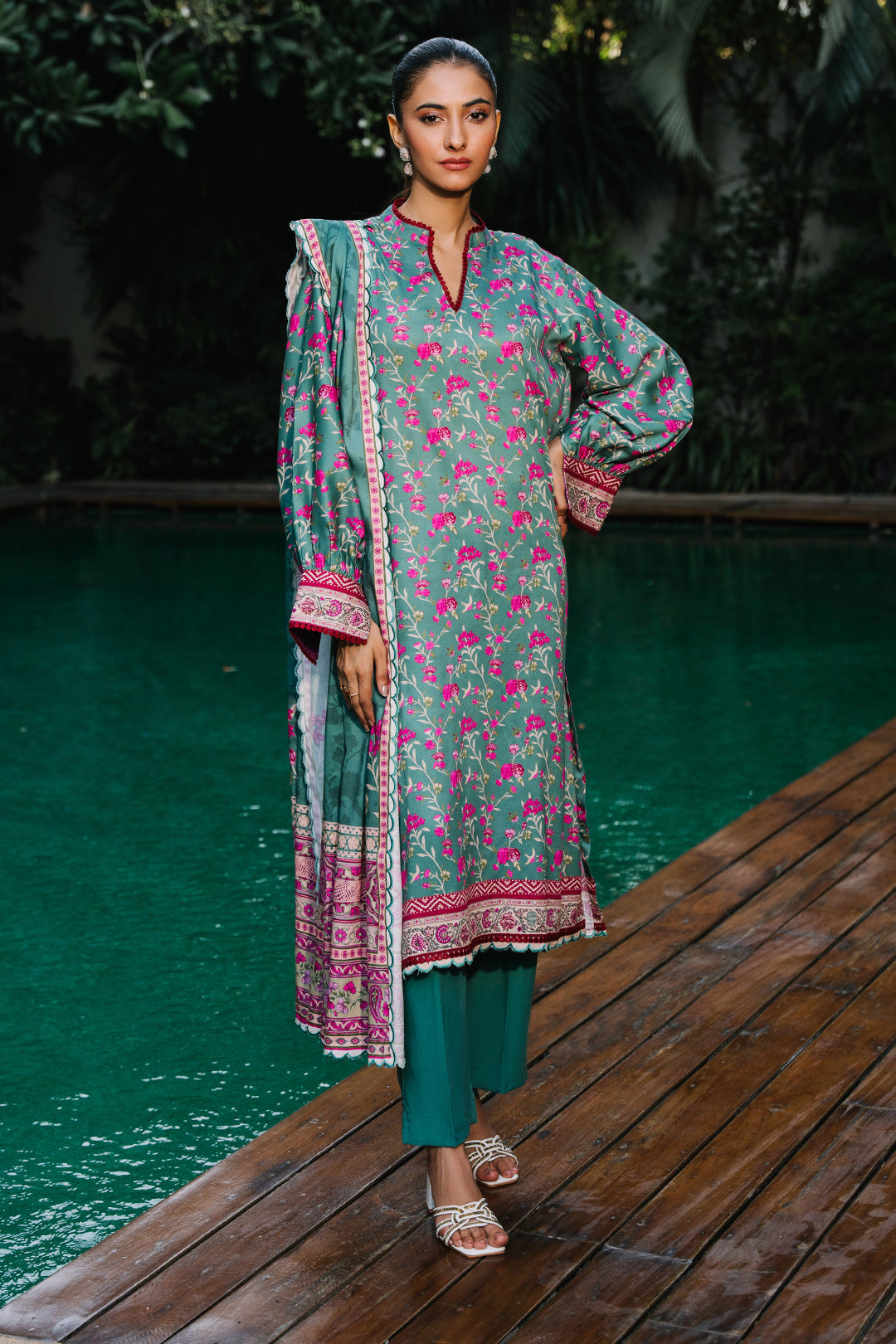 Zellbury | Unstitched 3 Piece Viscose | Shirt Shalwar Dupatta - 0296