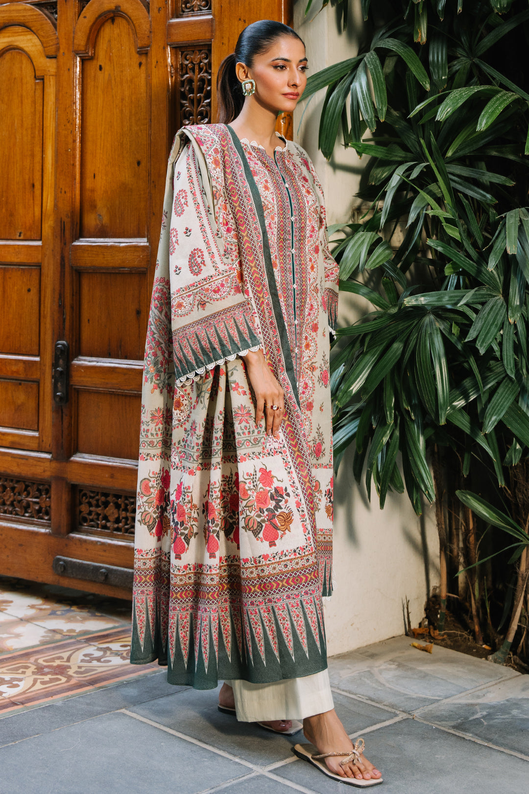 Zellbury | Unstitched 3 Piece Karandi | Shirt Shalwar Dupatta - 0302