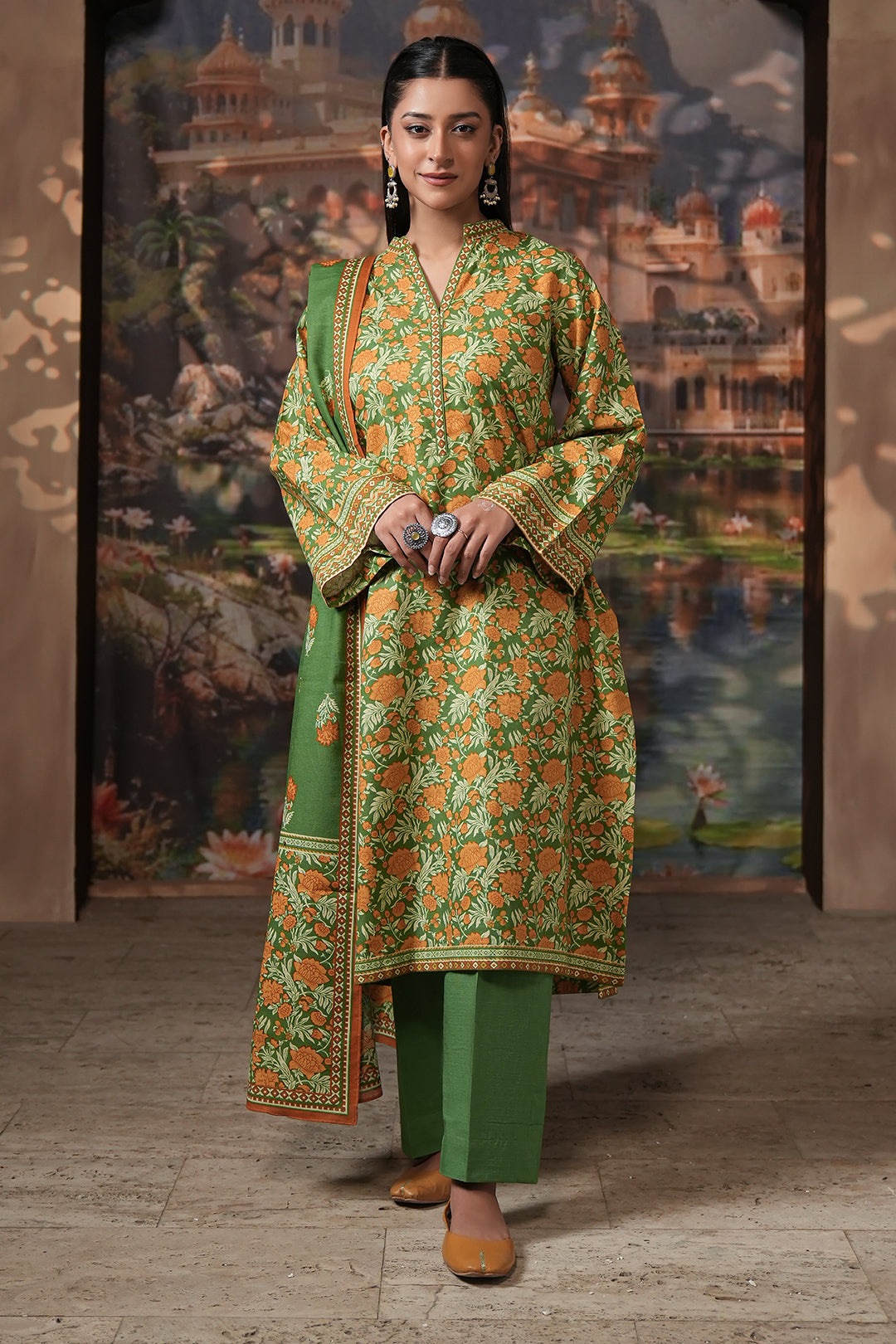 Zellbury | Unstitched 3 Piece Khaddar | Shirt Shalwar Dupatta - 0358