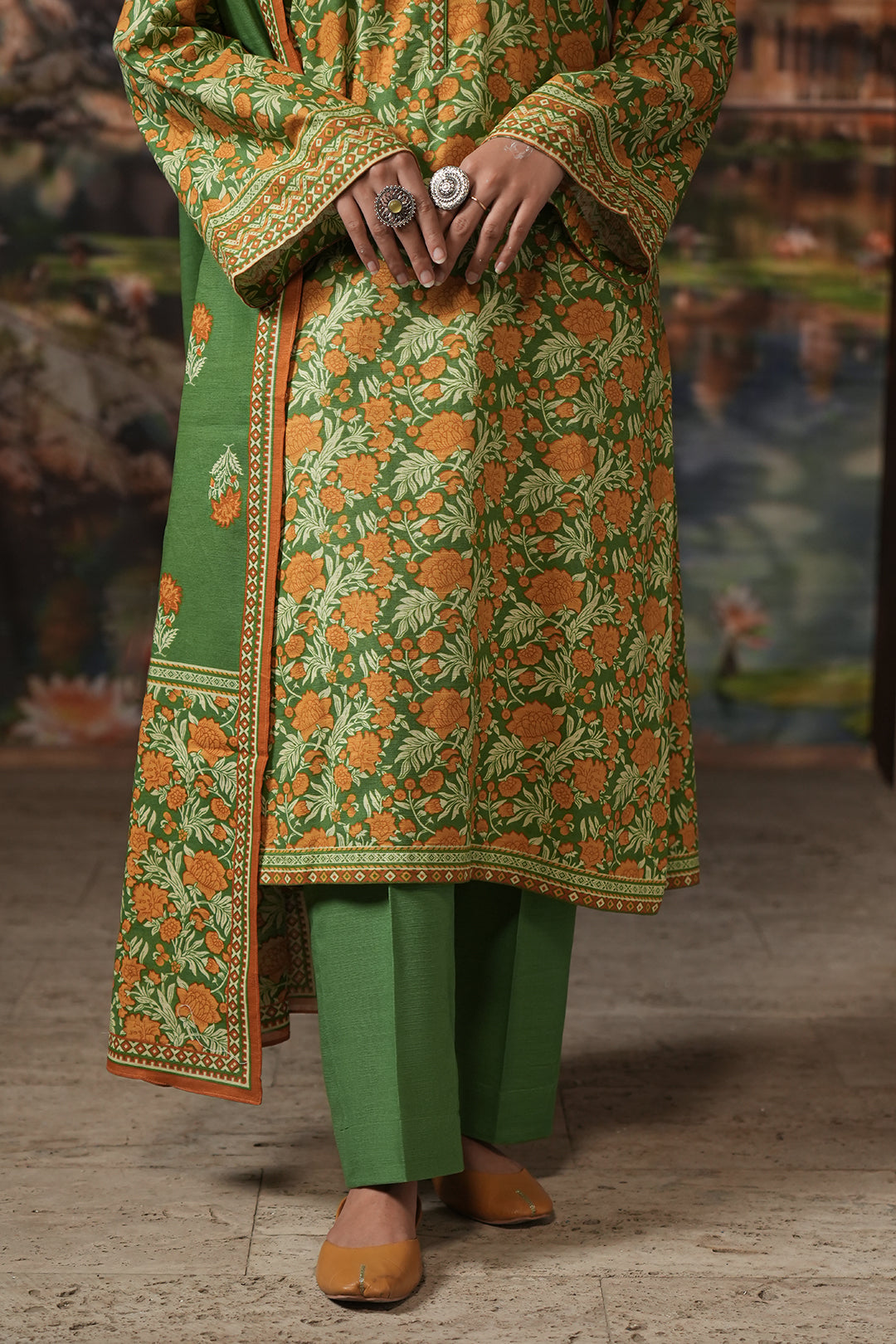 Zellbury | Unstitched 3 Piece Khaddar | Shirt Shalwar Dupatta - 0358